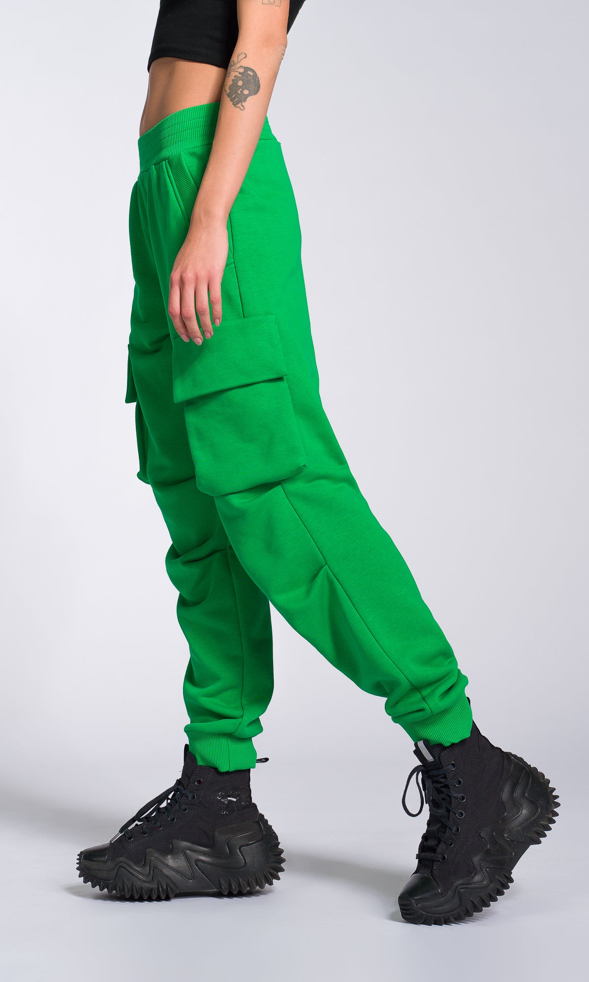 Cuffed Joggers with Gathered Seams - AAKASHA