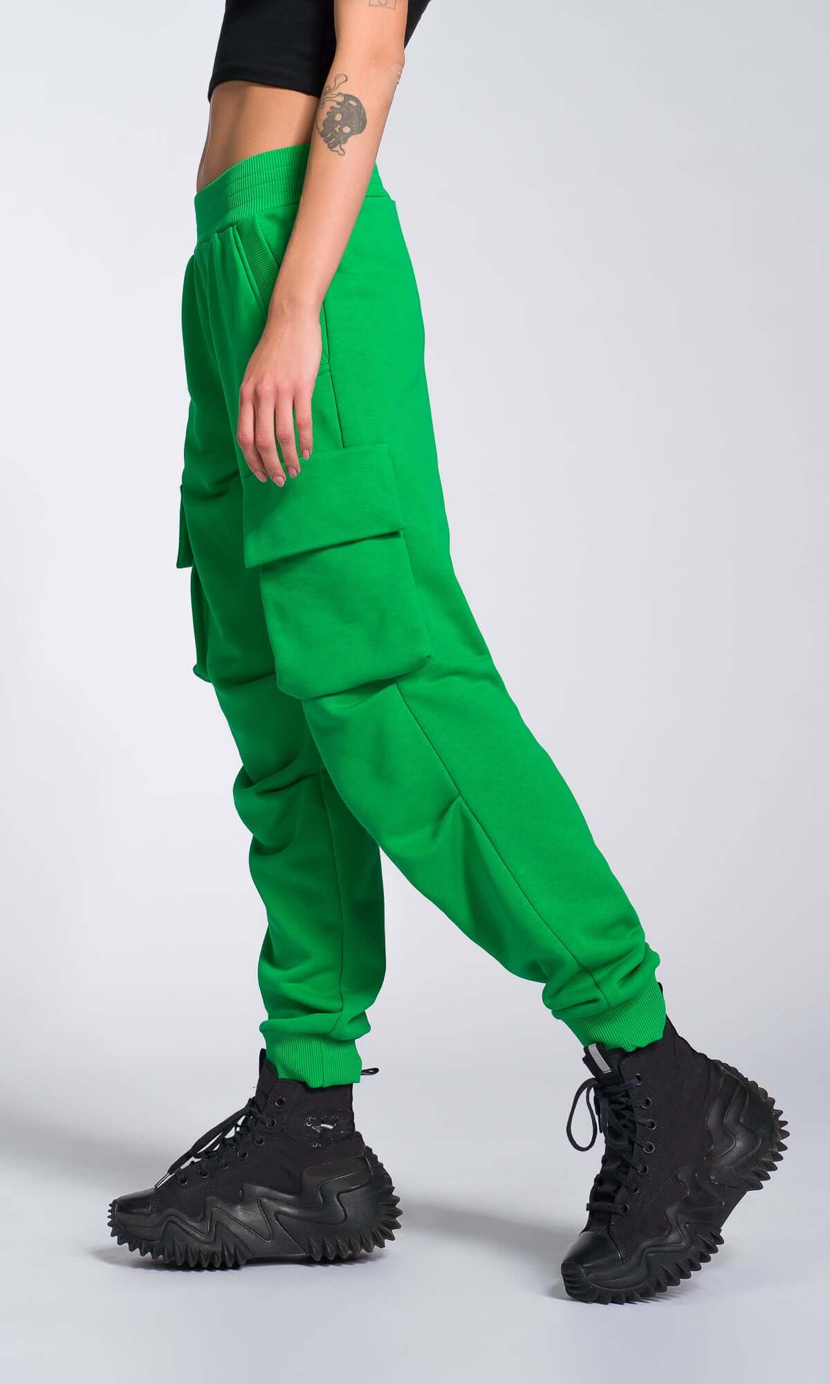Cuffed Joggers with Gathered Seams - AAKASHA