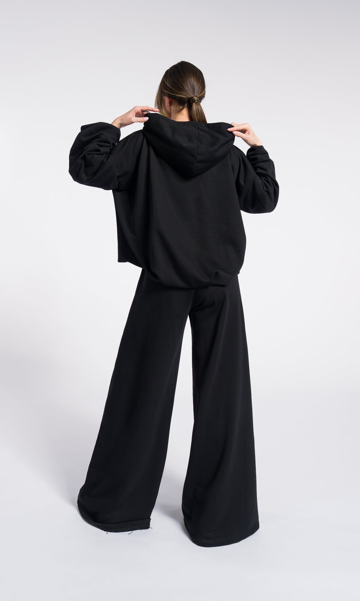 Black Hoodie Fall Hooded Sweatshirt Warm Cotton Overall with Kangaroo pocket
