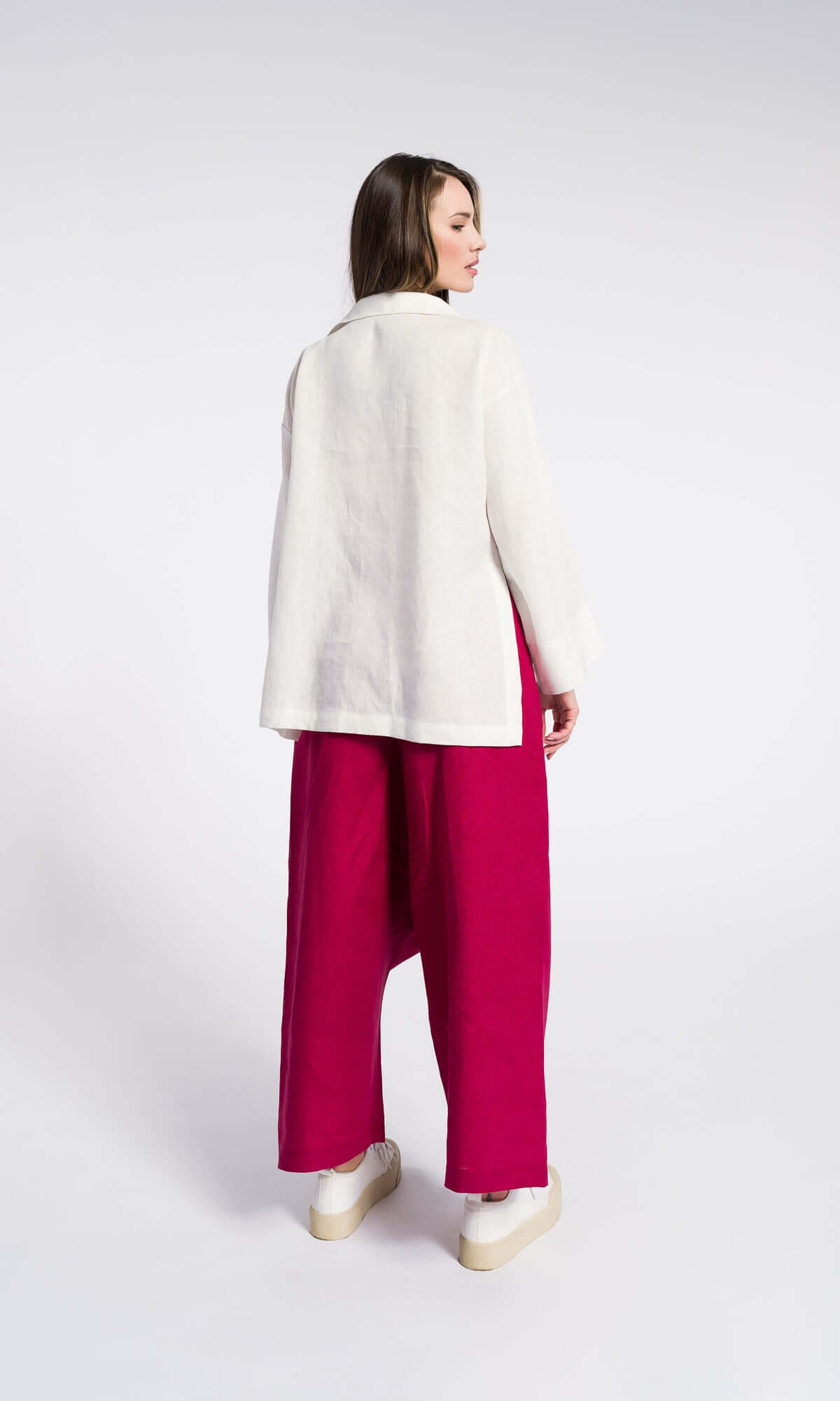 Pantalon bohème en lin à entrejambe bas – Certifié OEKO-TEX