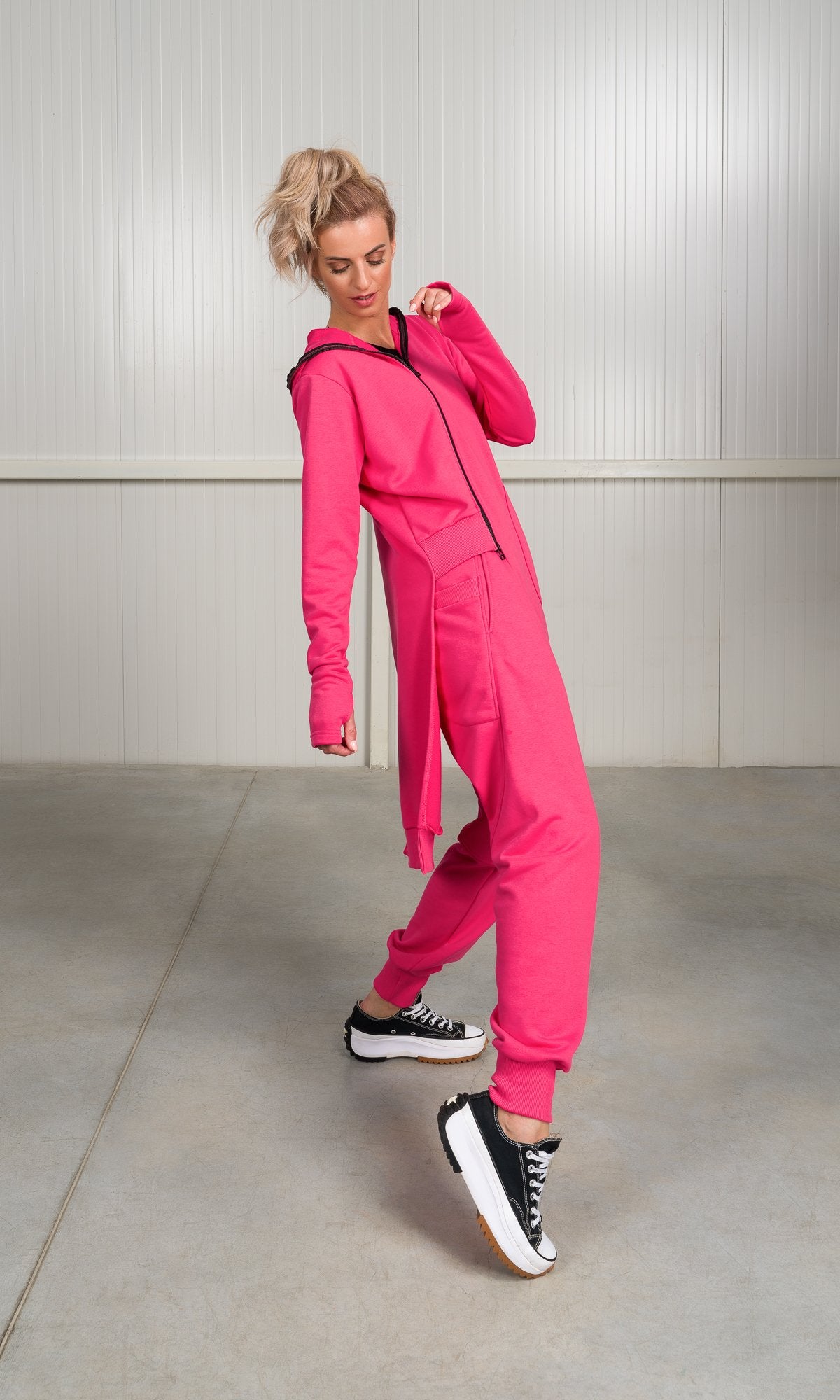 Hooded Sweatshirt with Asymmetric Length