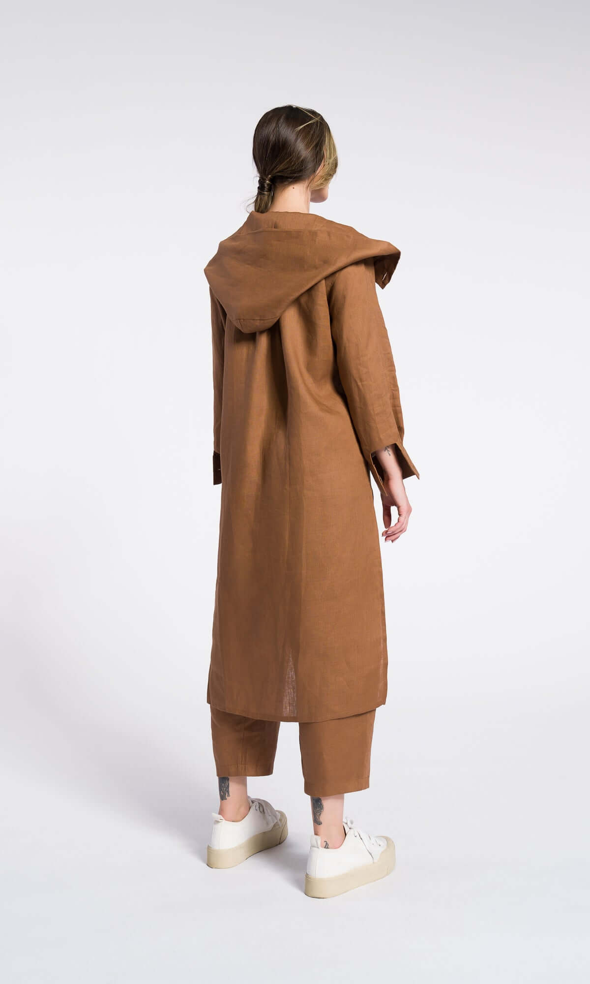 Hooded Shirt Dress with Asymmetric Hem