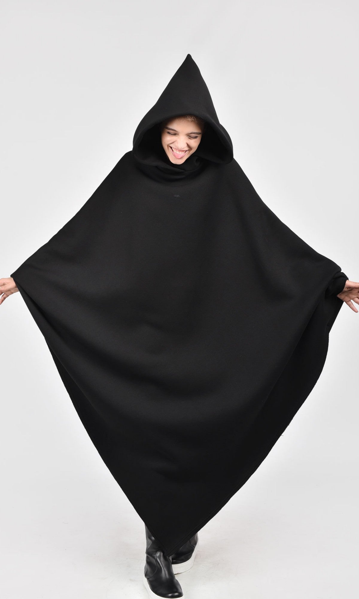 Long Asymmetric Hooded Poncho - AAKASHA