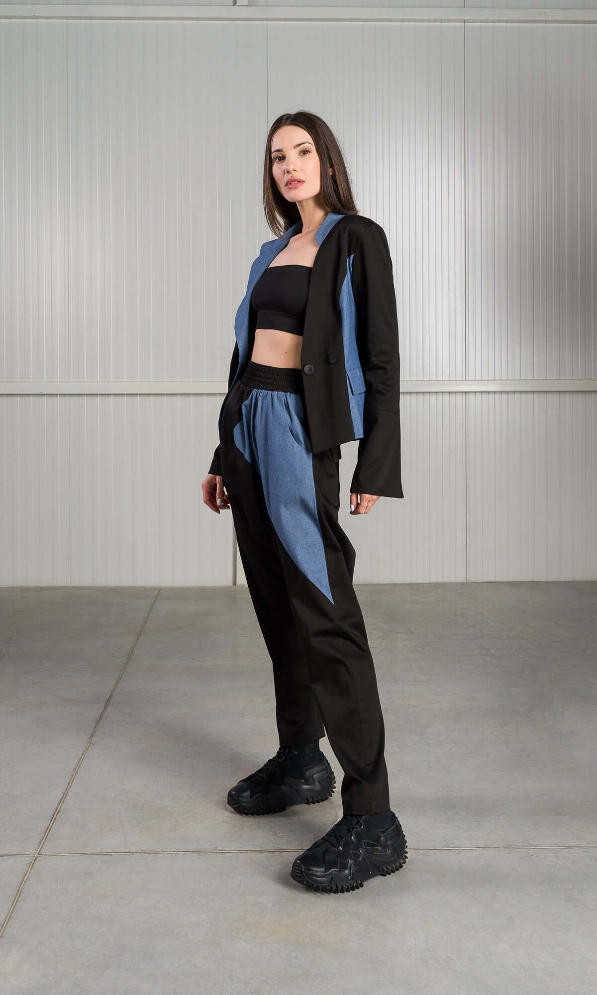 Short Asymmetric Blazer with Flared Sleeves - AAKASHA