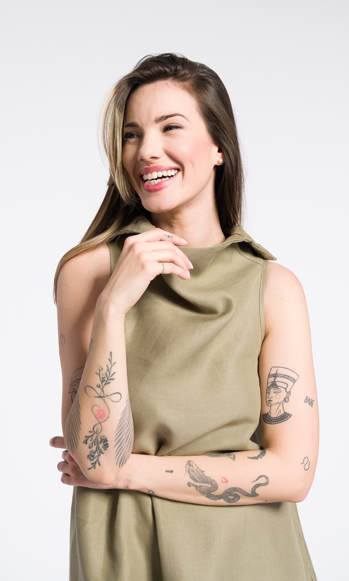 Linen High Neck Cocoon Dress