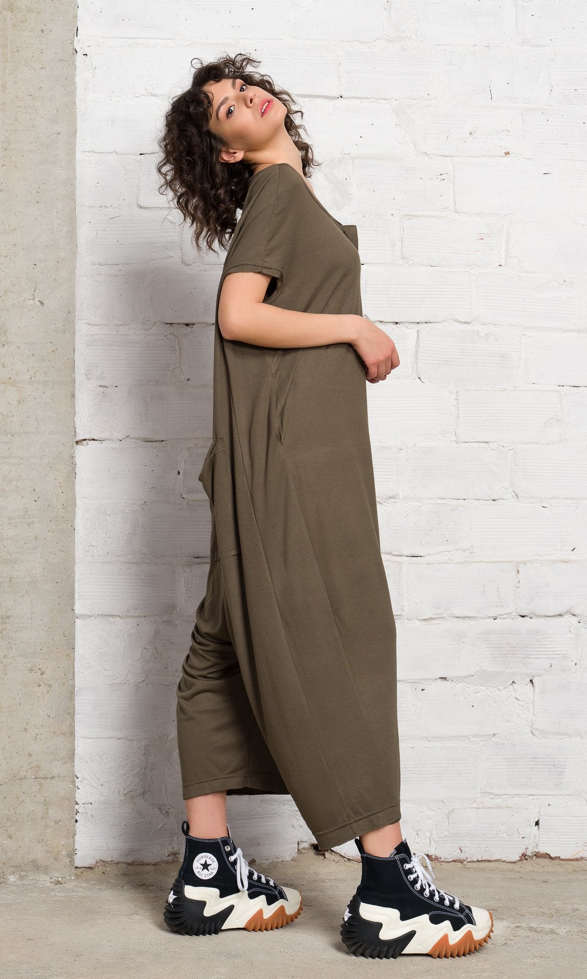 Front Zipper Baggy Jumpsuit