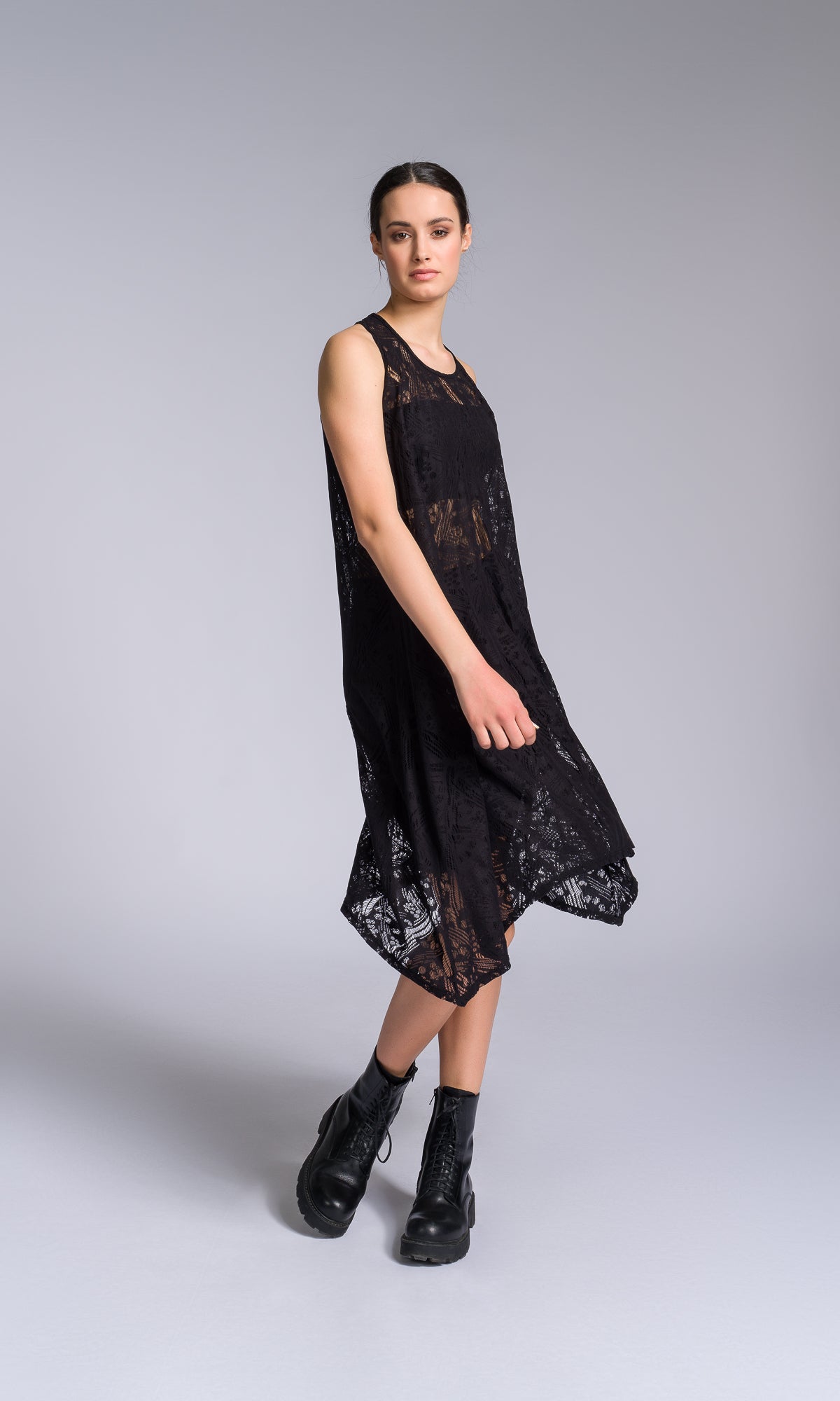 Mixed Fabric Modular Draped Dress - AAKASHA