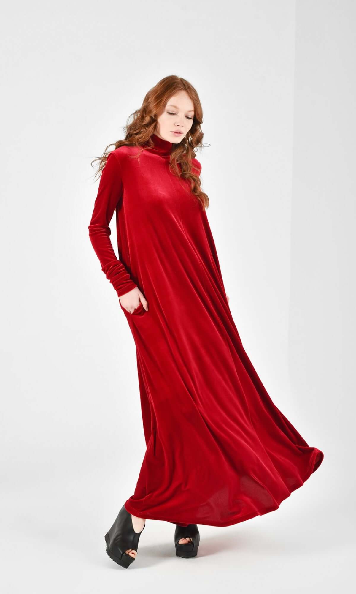 Robe longue en velours royal
