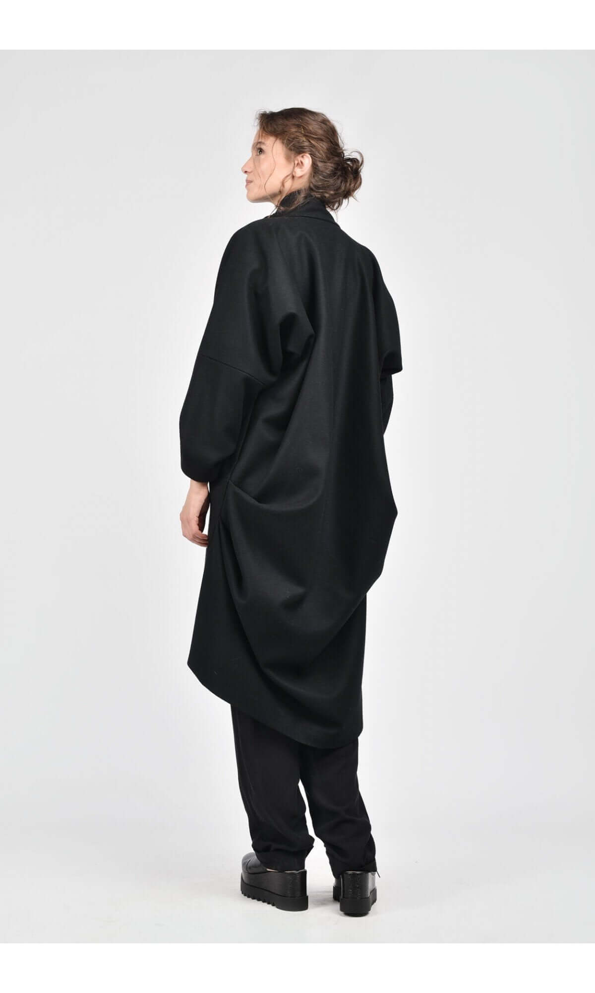 Cappotto asimmetrico in misto lana
