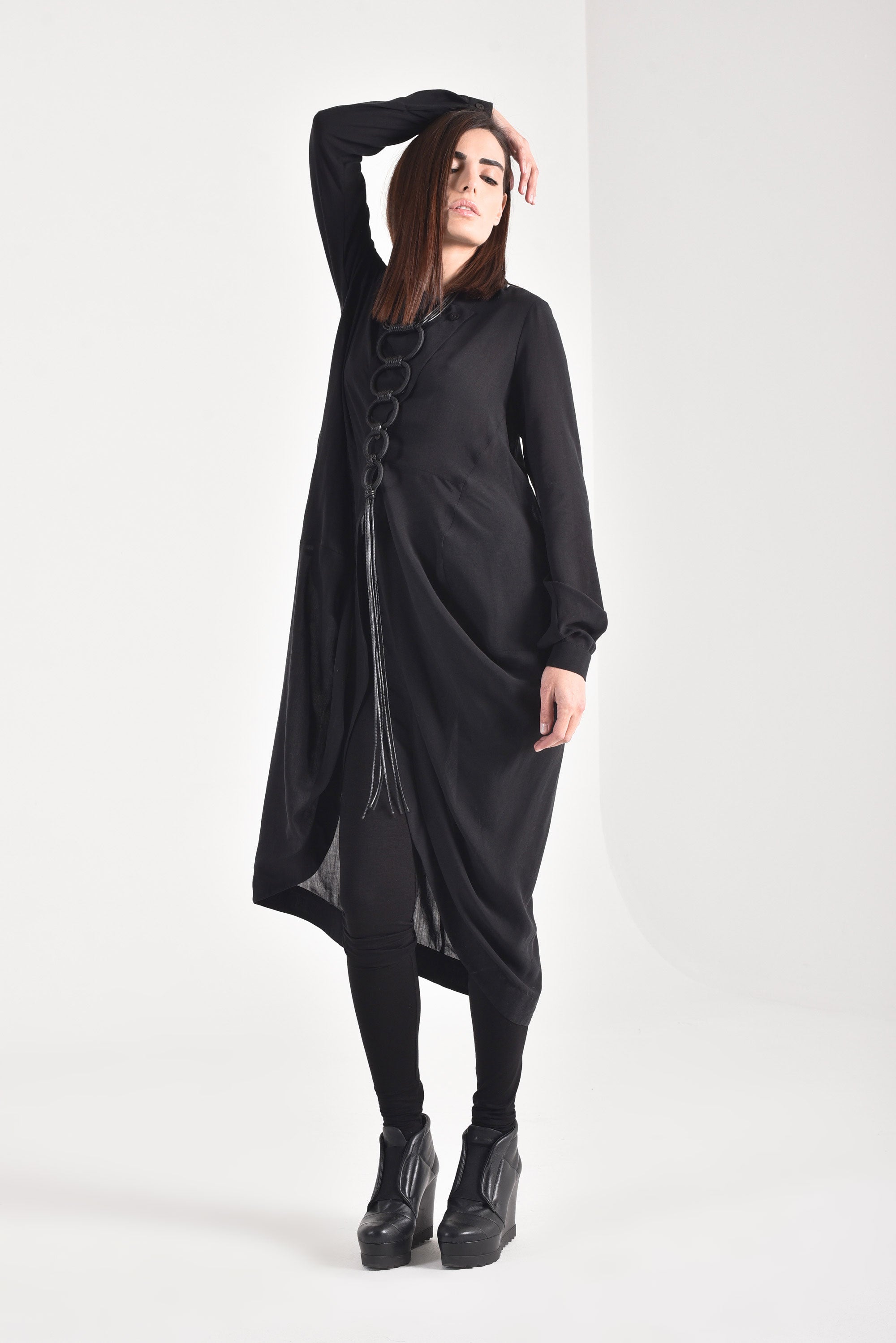 Draped Front Long Shirt - AAKASHA