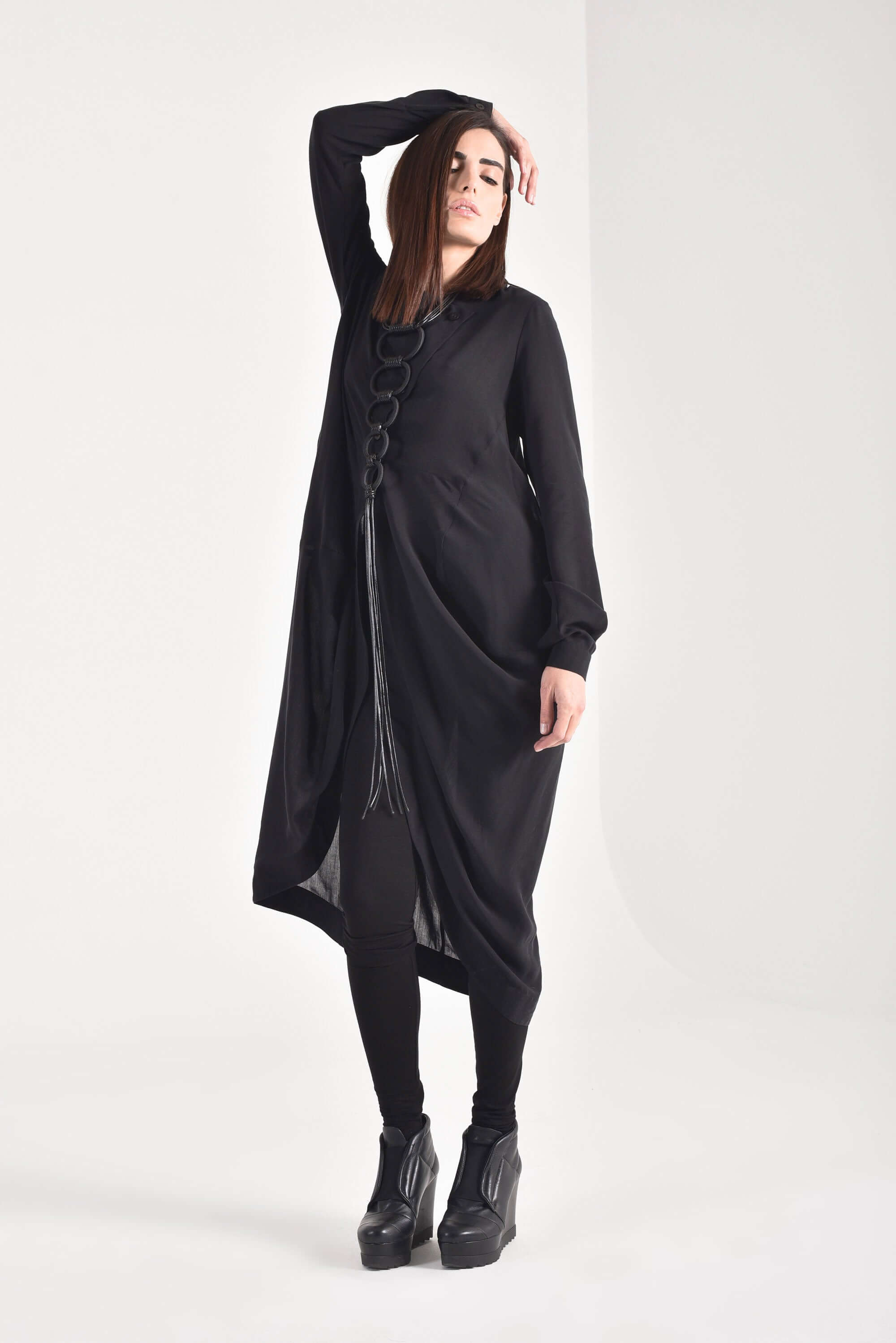 Draped Front Long Shirt - AAKASHA