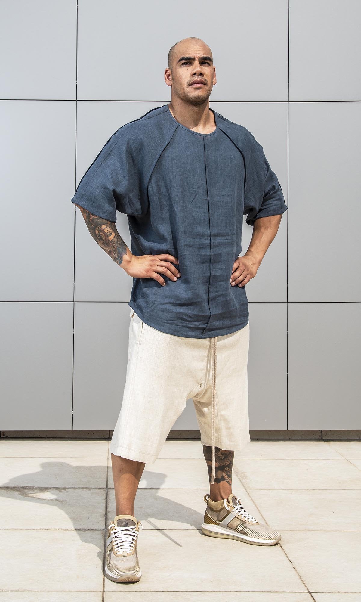 Casual Linen Harem Shorts - AAKASHA
