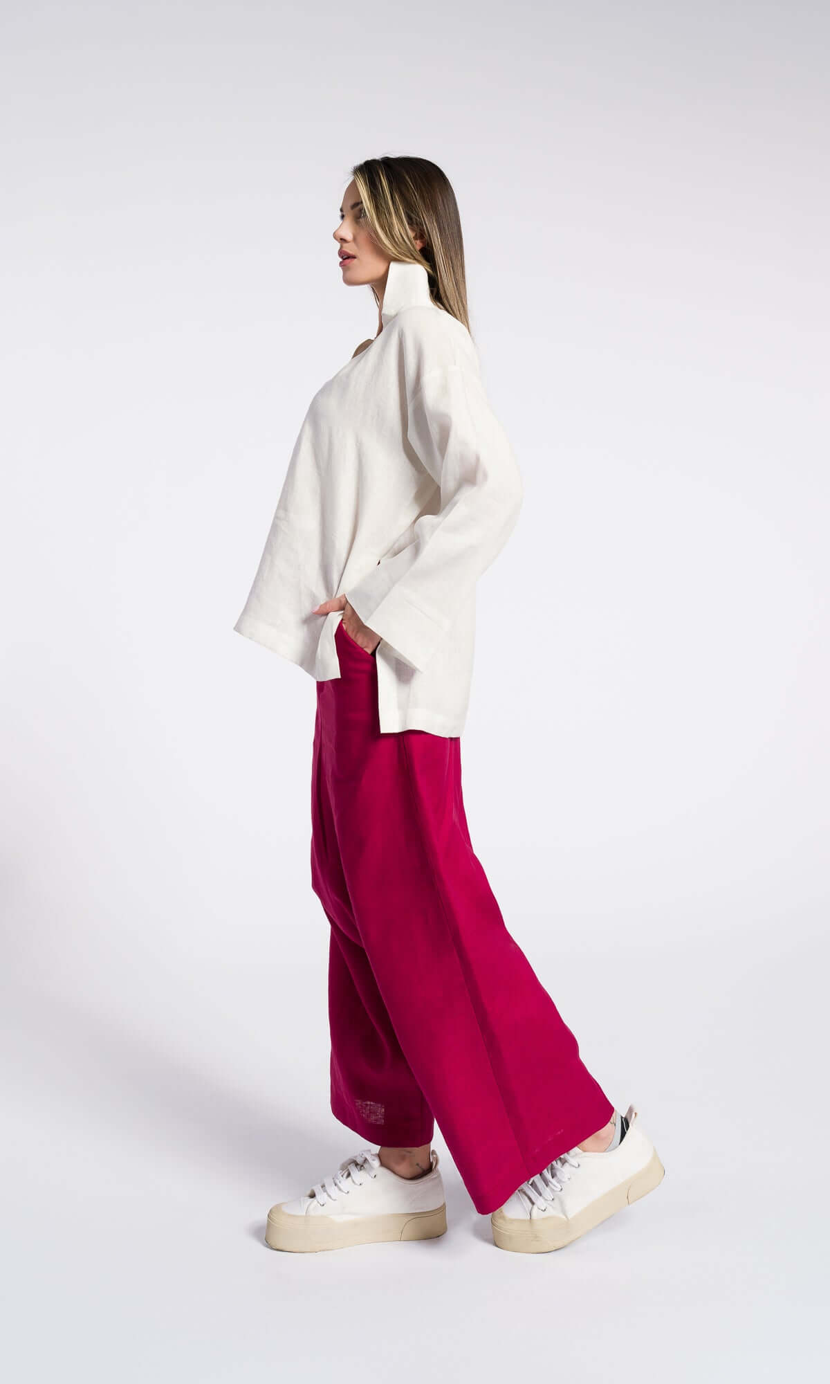Pantalon bohème en lin à entrejambe bas – Certifié OEKO-TEX