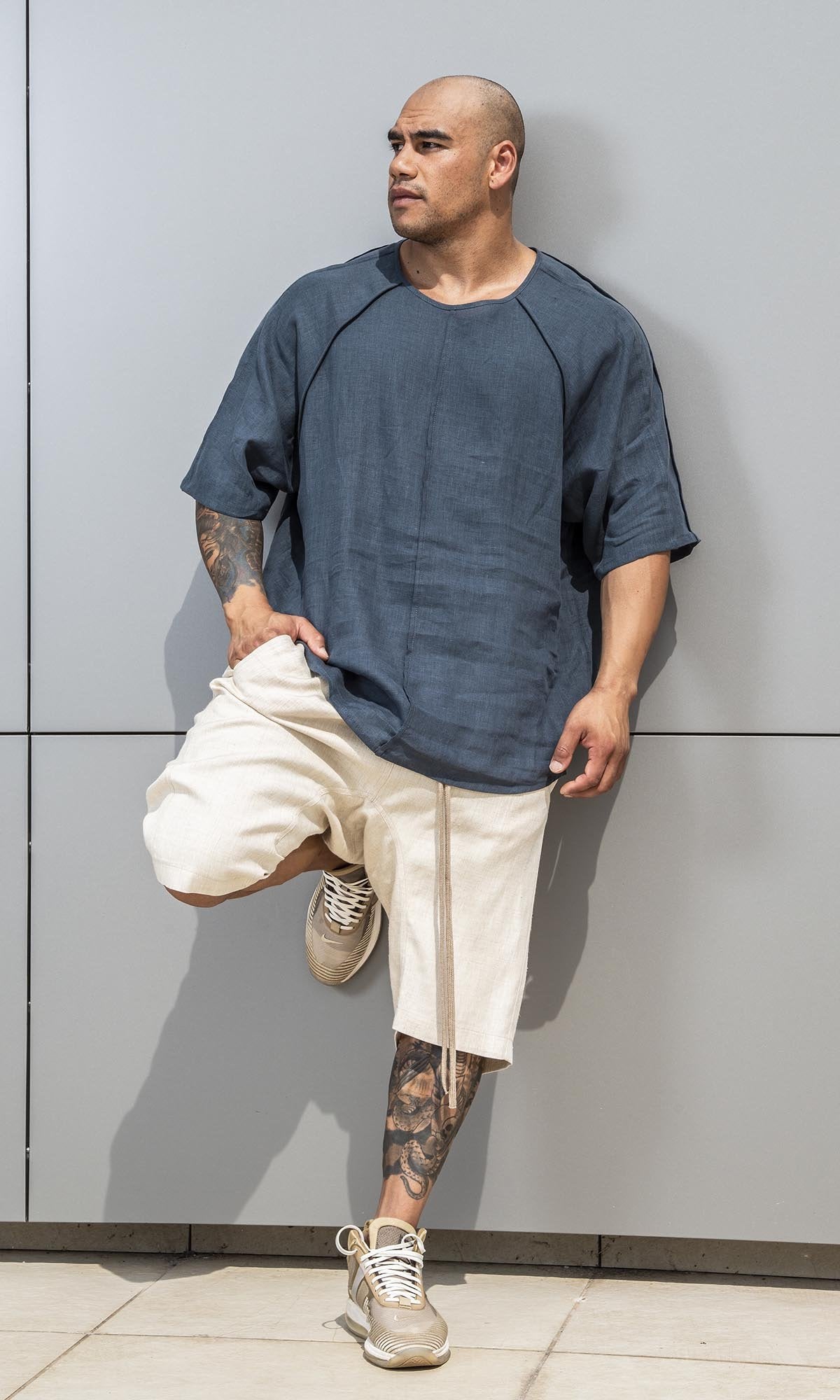 Casual Linen Harem Shorts - AAKASHA