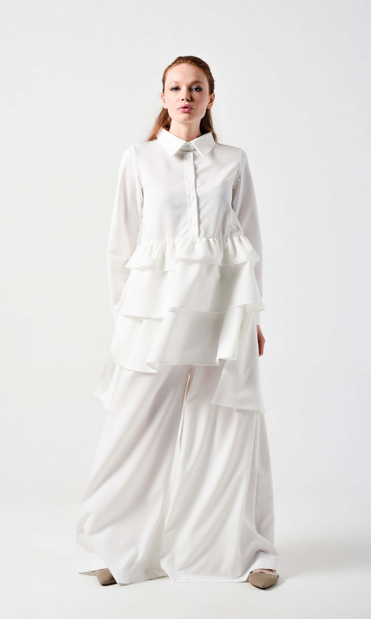 Layered Ruffles Shirt Dress - AAKASHA