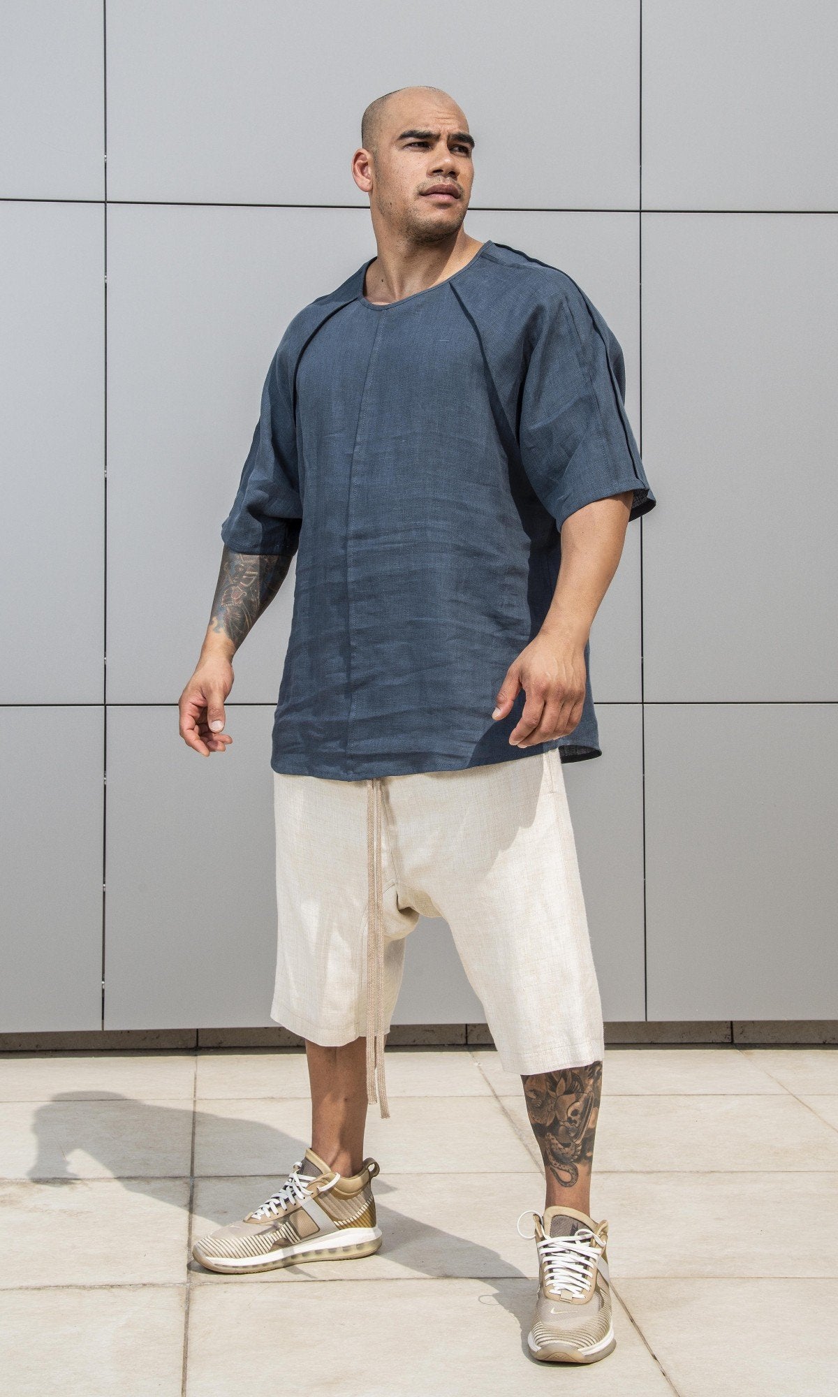 Casual Linen Harem Shorts - AAKASHA