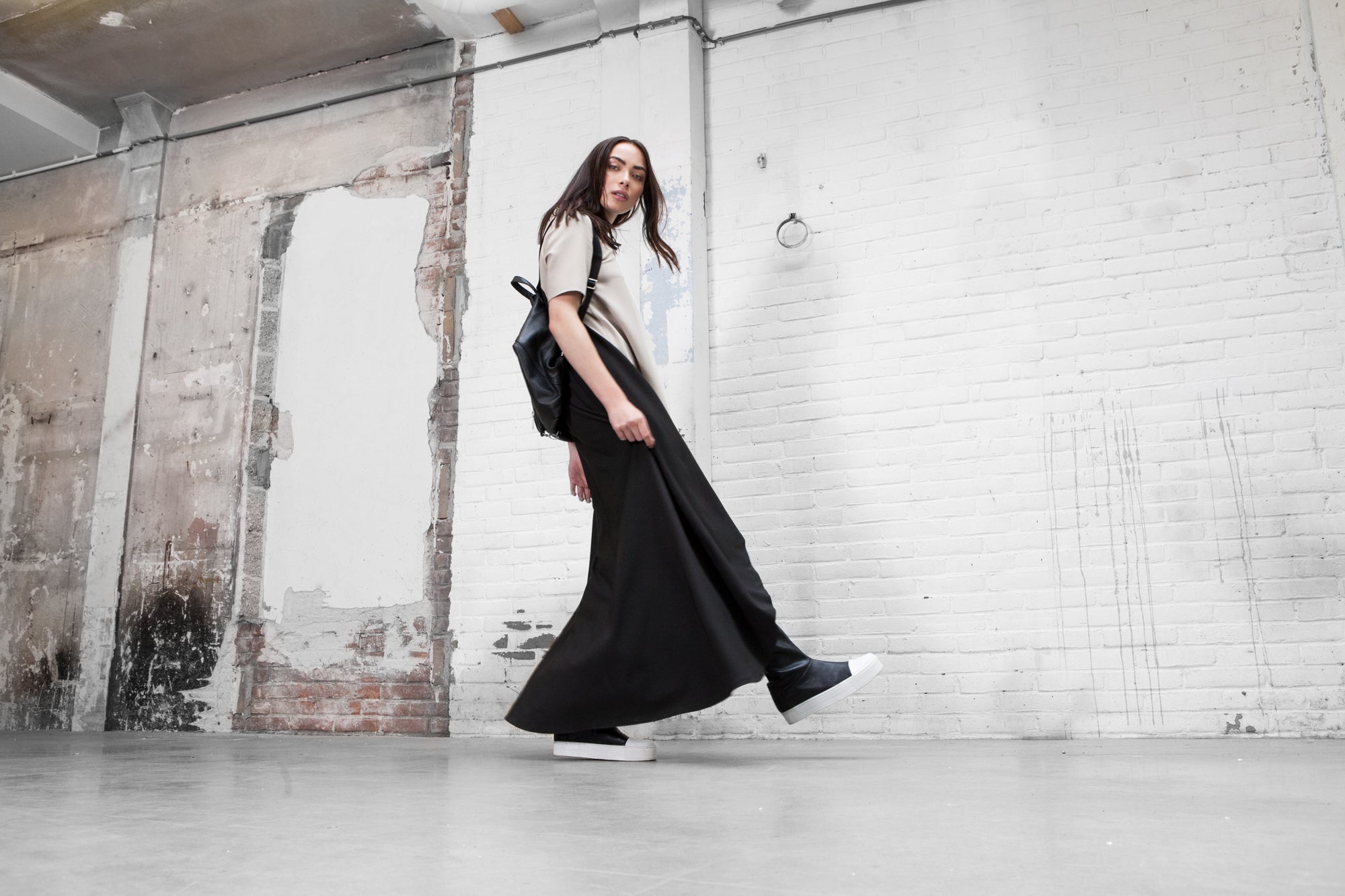Bicolour Asymmetric Maxi Dress