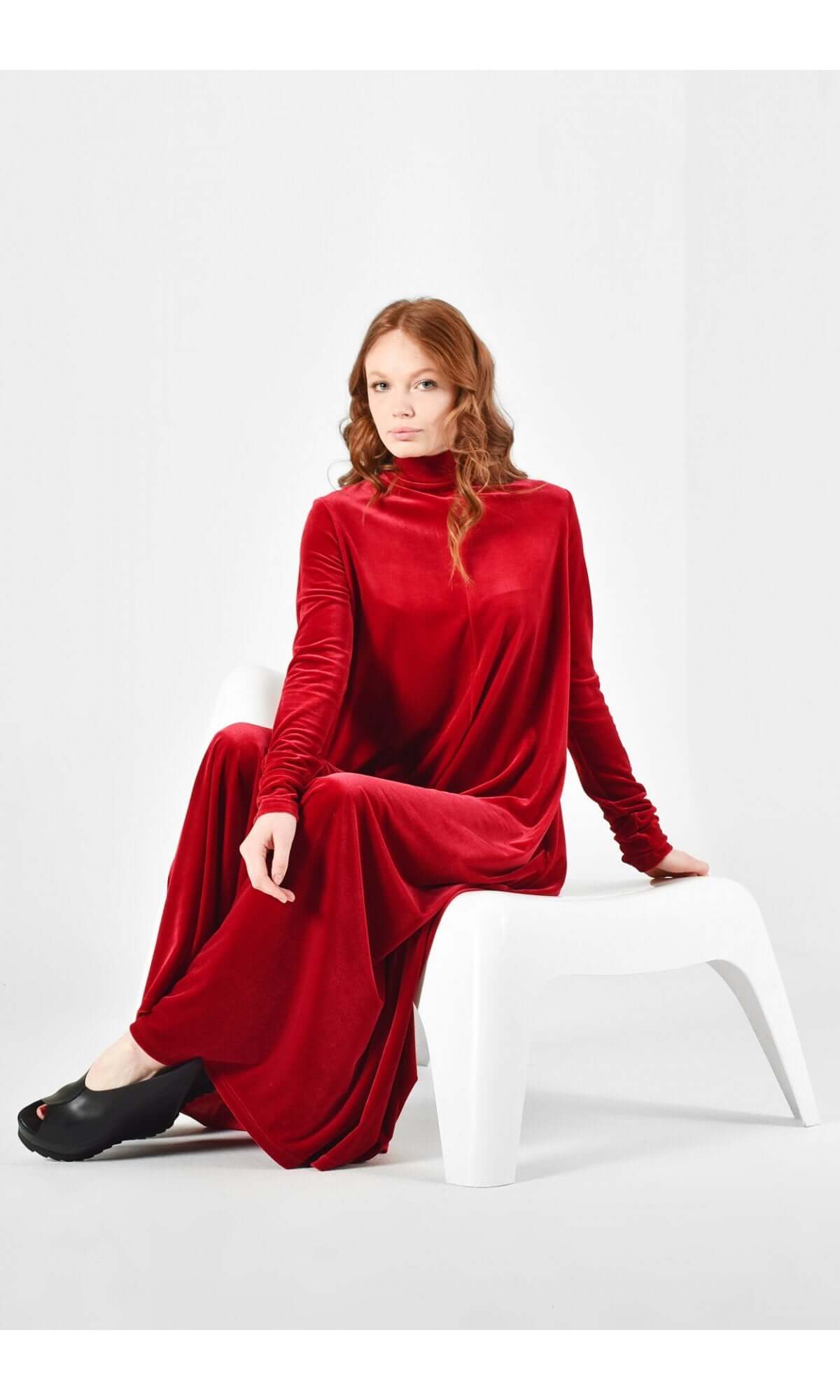 Robe longue en velours royal