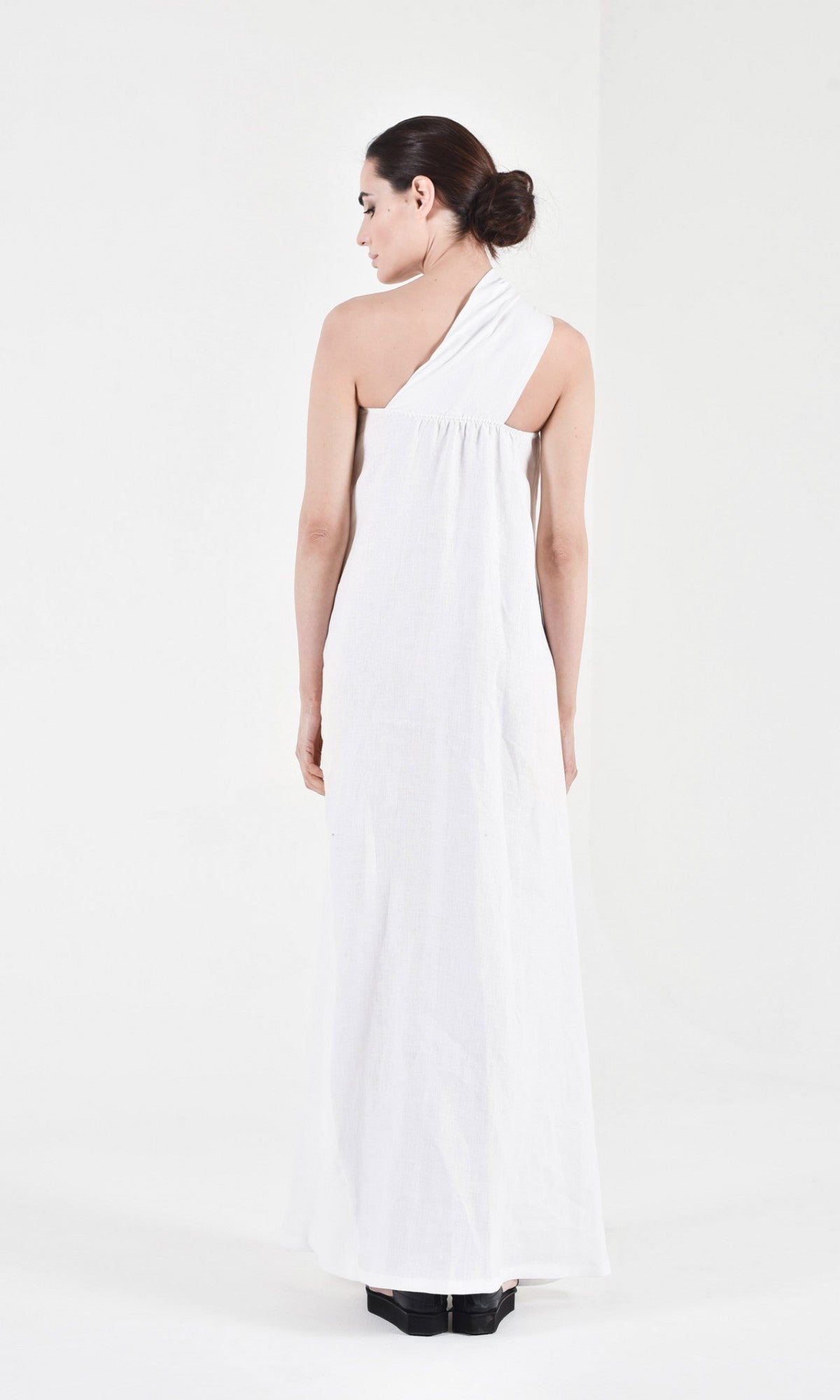 One Shoulder Maxi Linen Dress