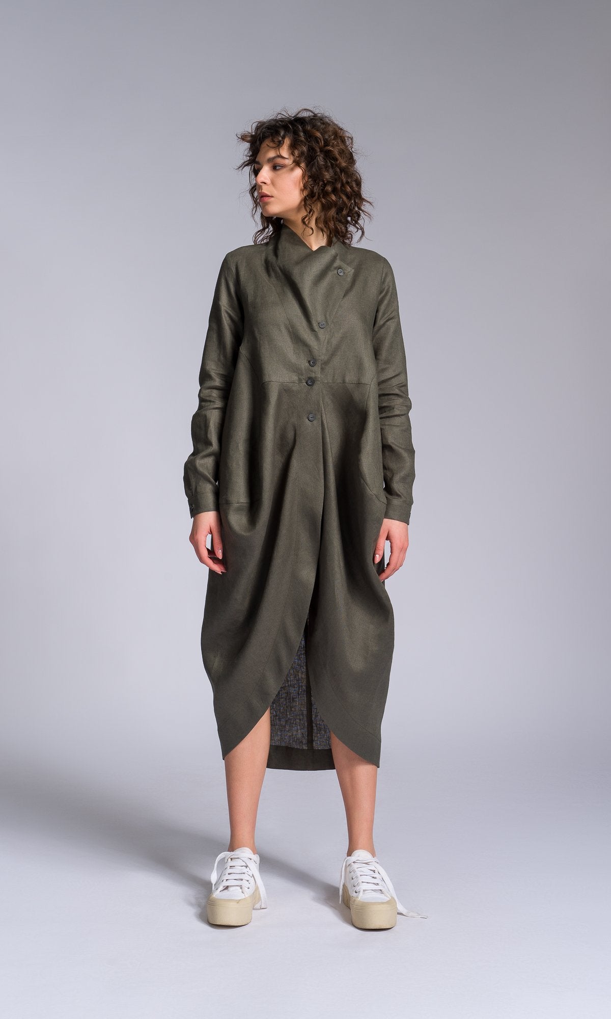 Long Linen Tulip Shirt - AAKASHA