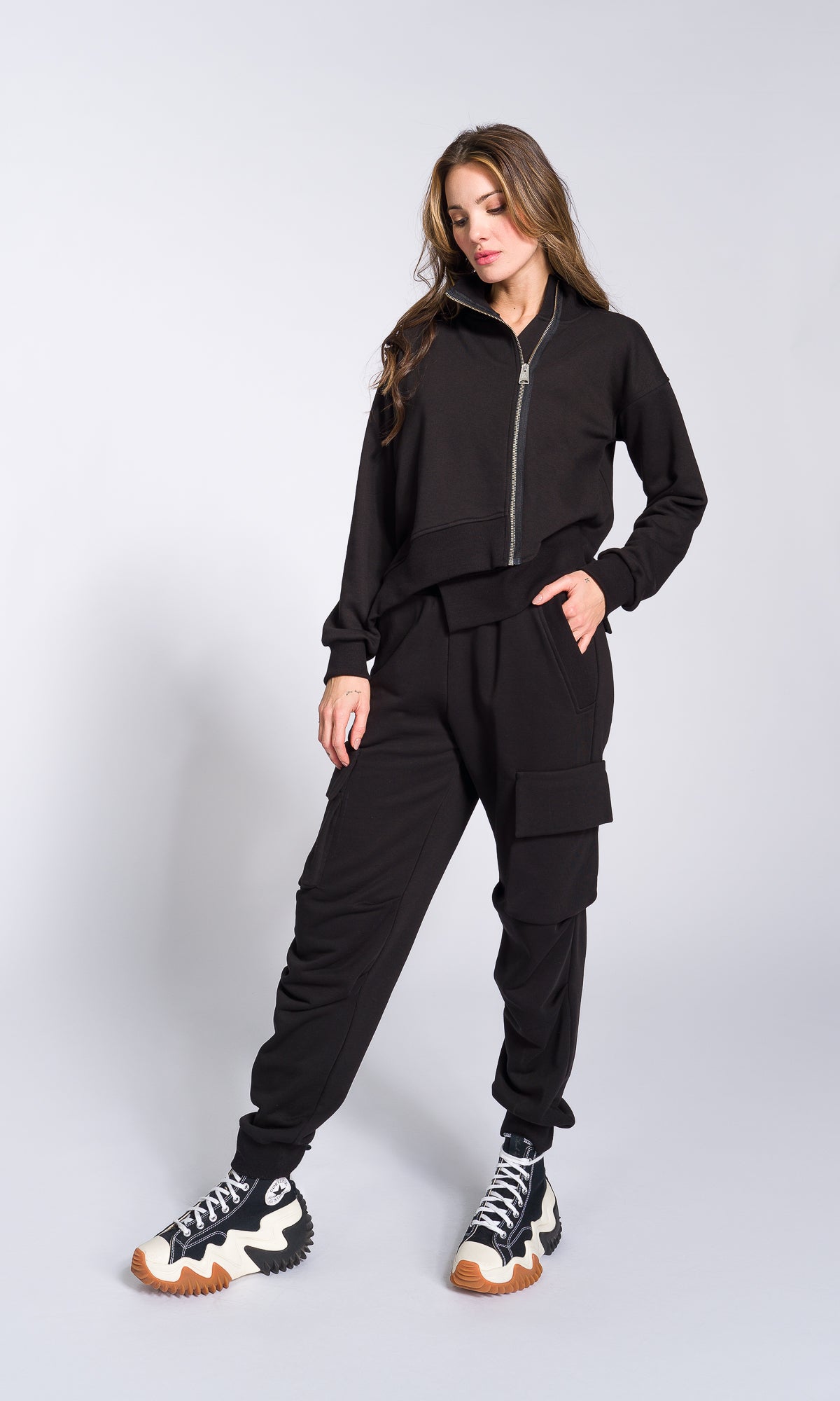 Cuffed Joggers with Gathered Seams - AAKASHA