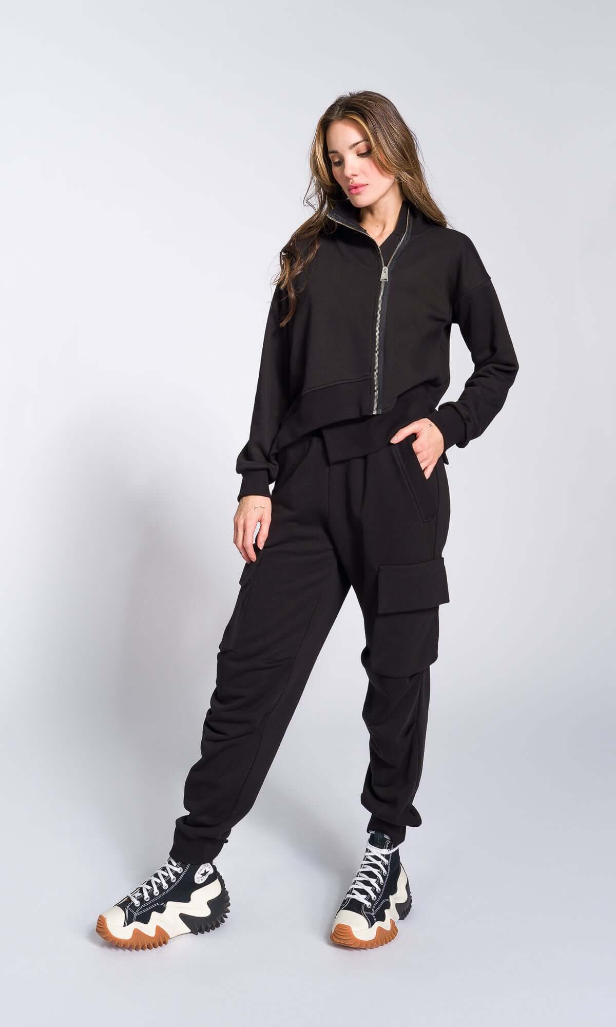 Cuffed Joggers with Gathered Seams - AAKASHA
