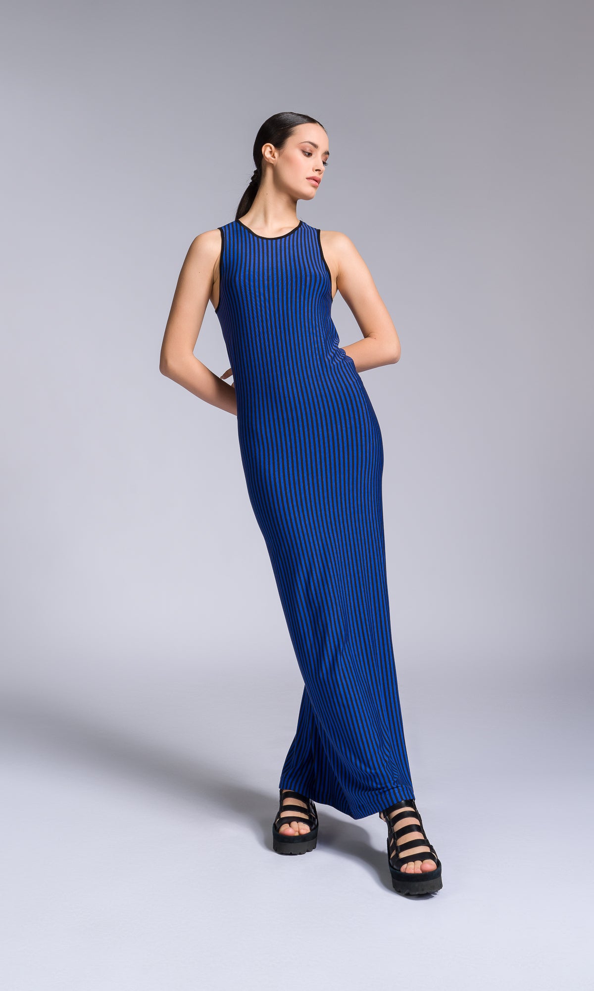 Long Striped Bodycon Dress - AAKASHA