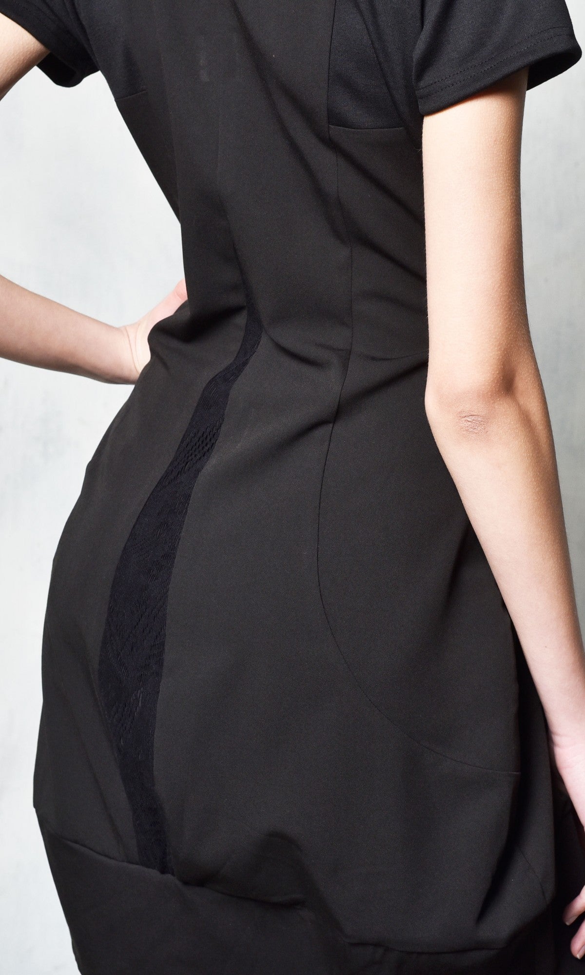 Black Tunic Dress with Front Zipper - AAKASHA