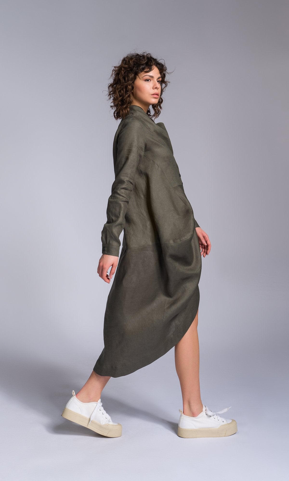 Long Linen Tulip Shirt - AAKASHA