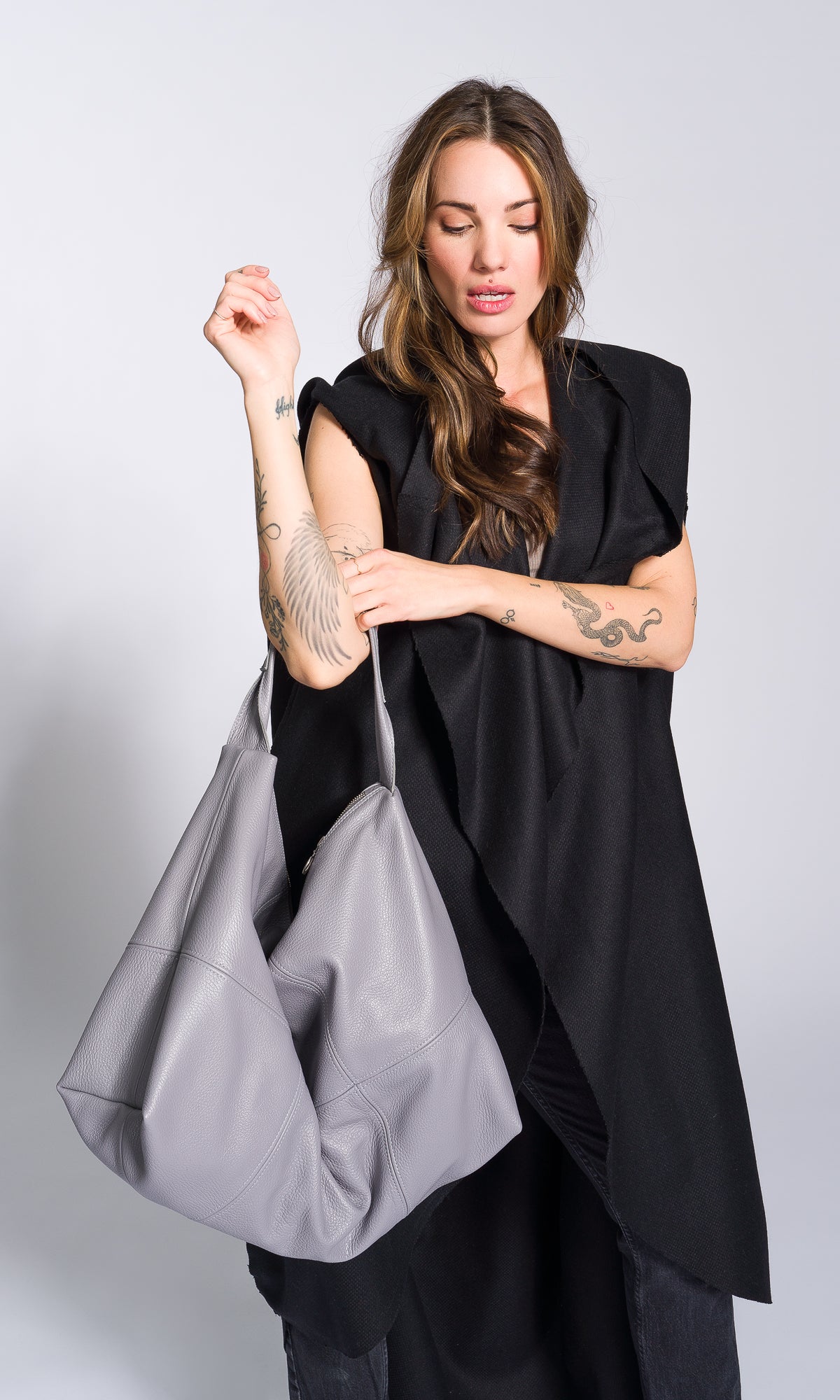 Leather Square Hobo Bag - AAKASHA