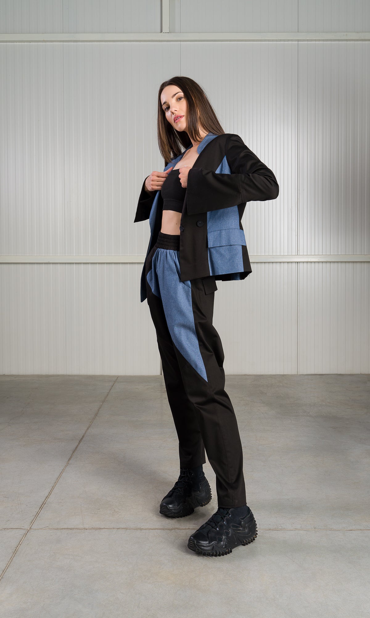 Short Asymmetric Blazer with Flared Sleeves - AAKASHA