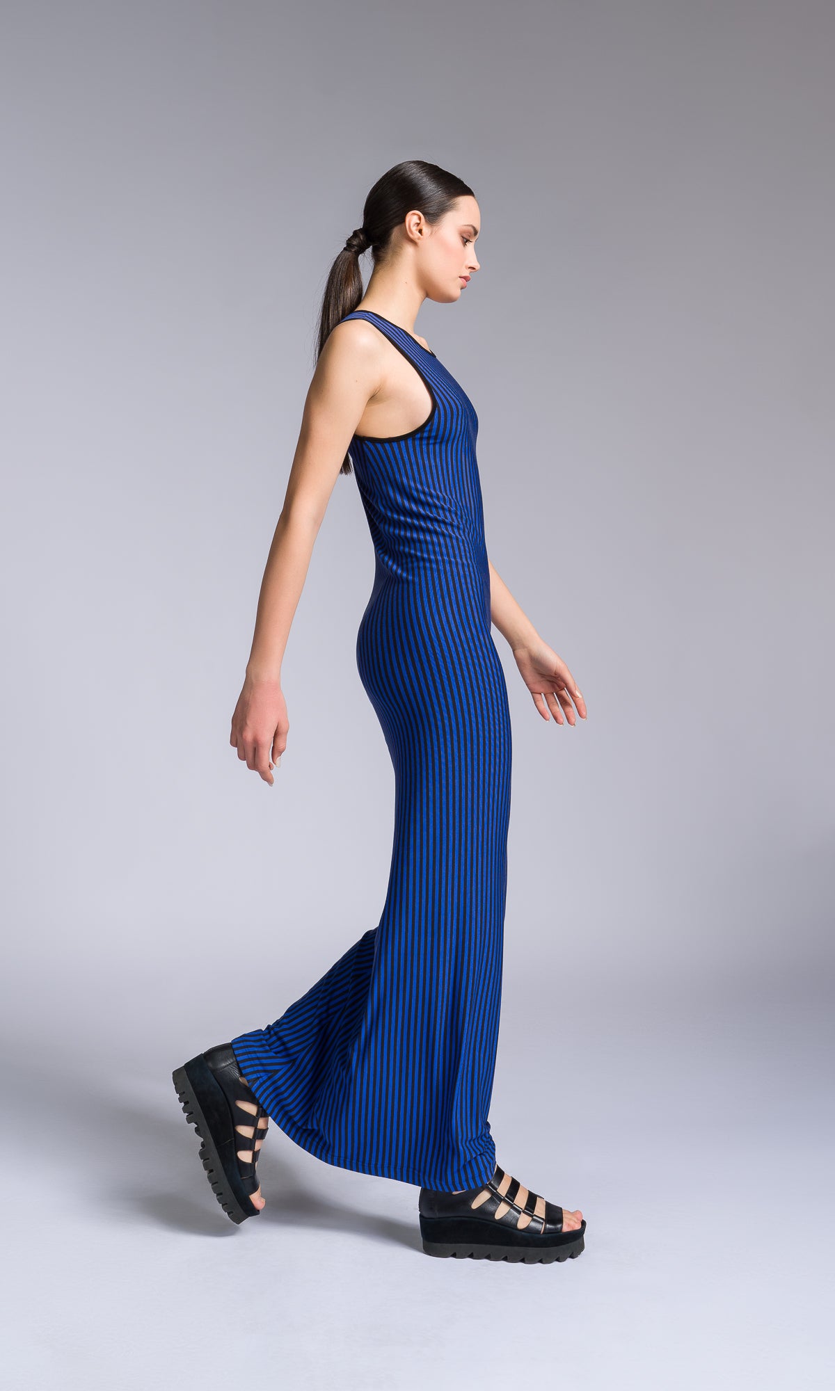 Long Striped Bodycon Dress - AAKASHA