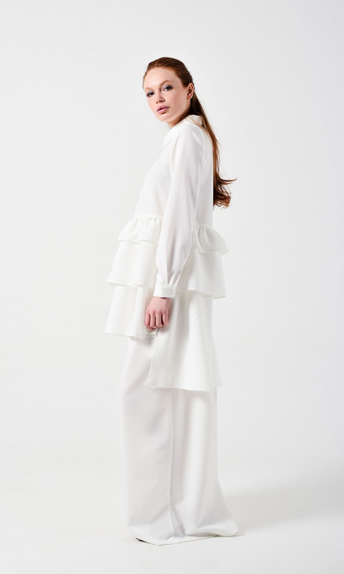 Layered Ruffles Shirt Dress - AAKASHA