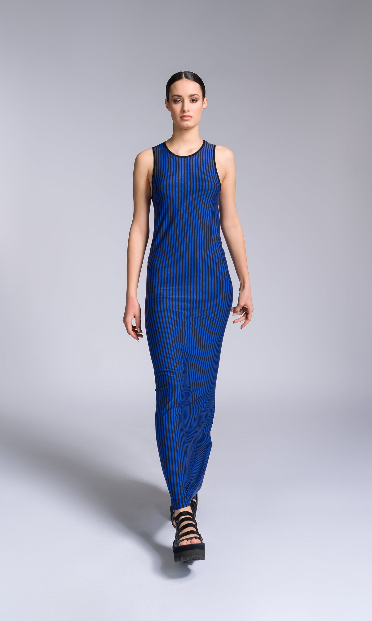 Long Striped Bodycon Dress - AAKASHA