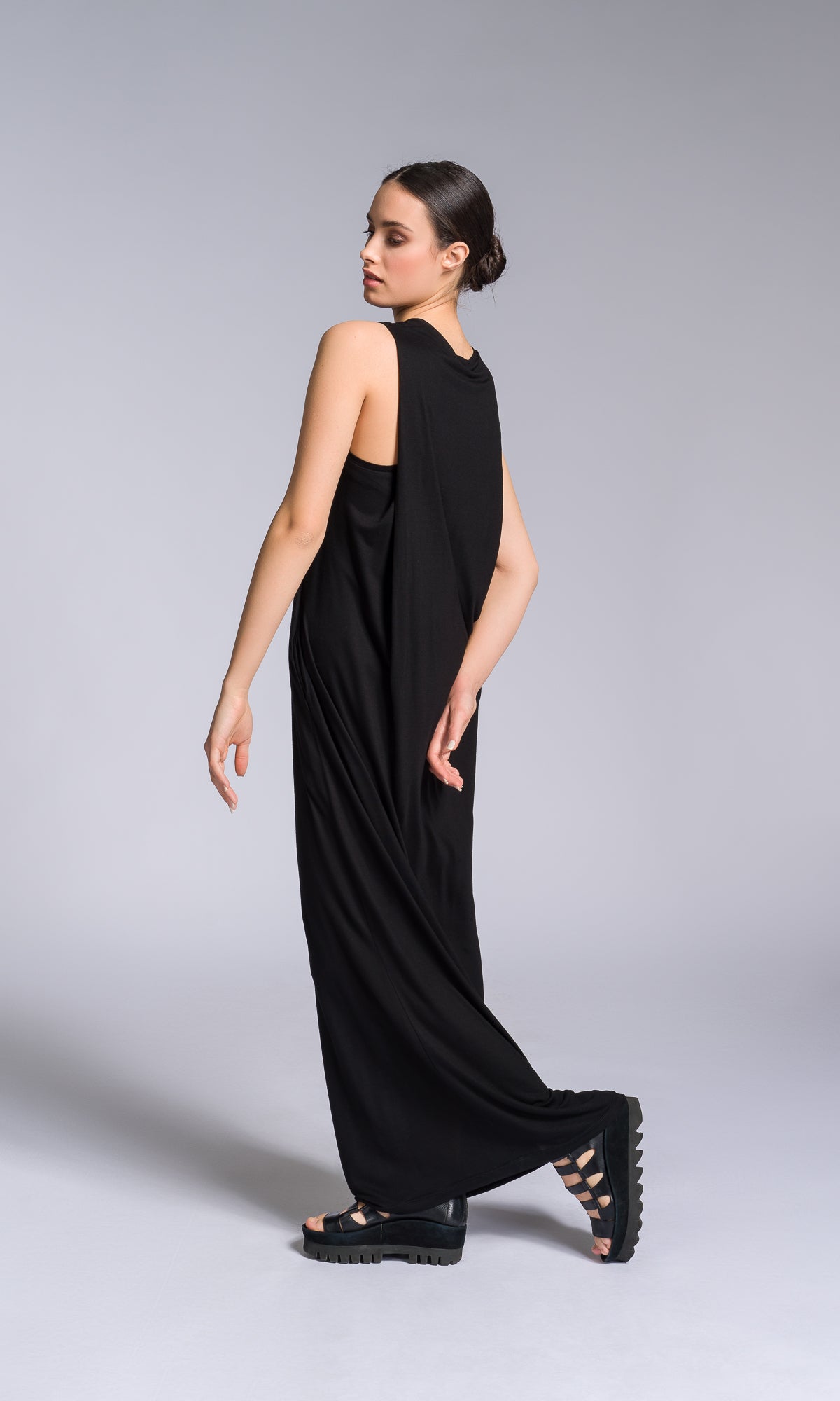 jersey column dress with Folded Sides related:lestari-dress-black