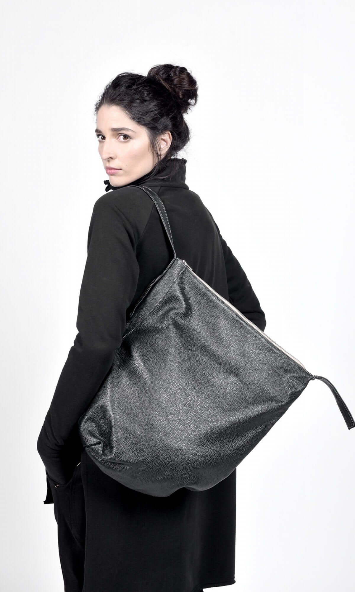 Borsa shopper con manico laterale