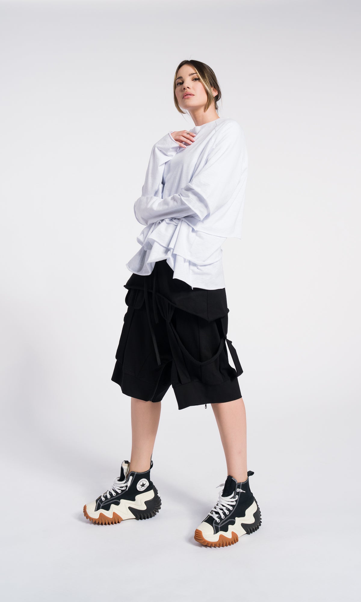 Set of 3 cotton blouses , cropped short sleeves , regular short sleeves and long raglan sleeves top