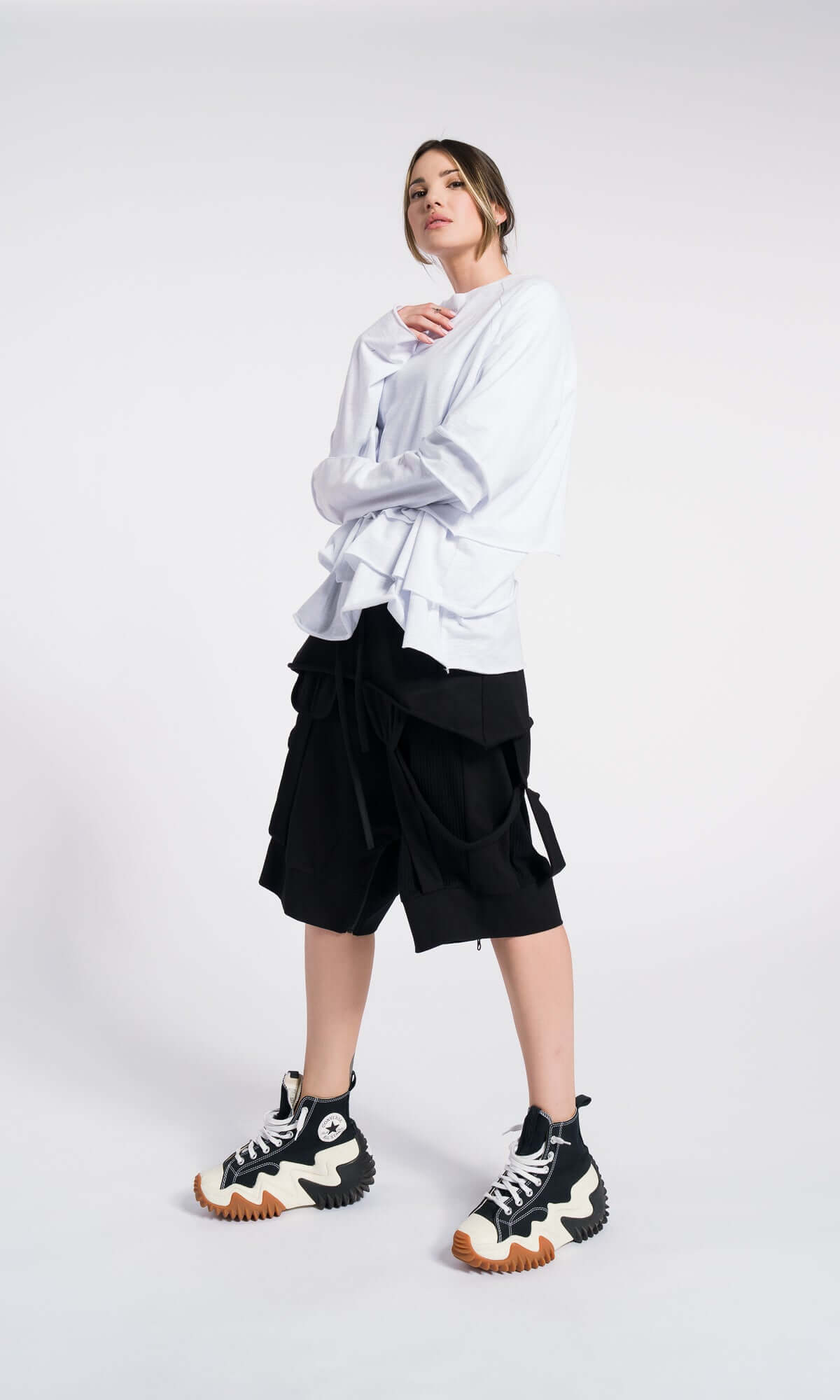 Ensemble de 3 blouses en coton, à manches courtes raccourcies, manches courtes classiques et manches raglan longues