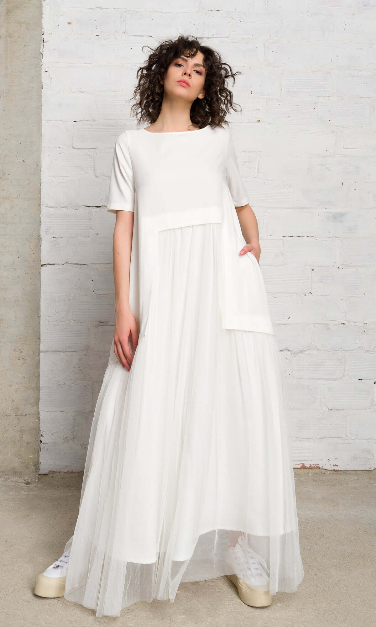 Robe longue en tulle