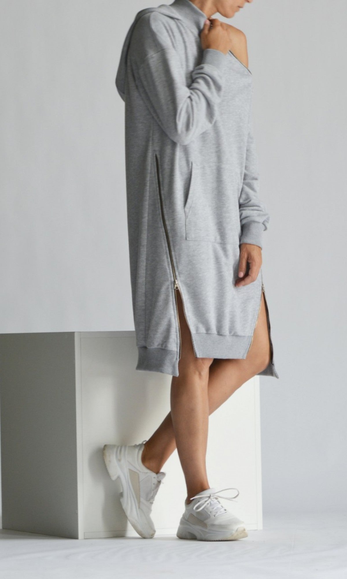 Extra Long Hoodie Dress A08895 - AAKASHA
