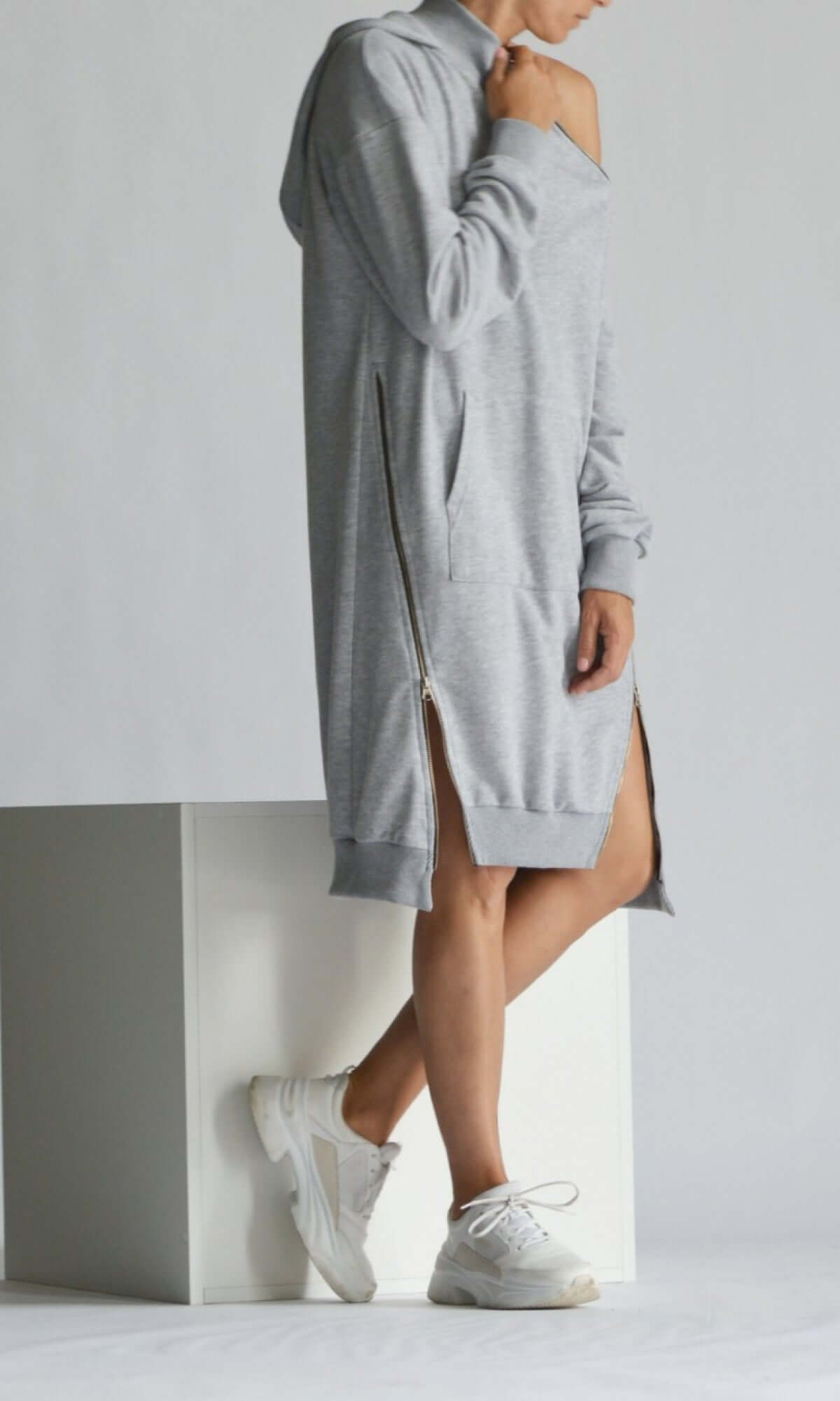 Extra Long Hoodie Dress A08895 - AAKASHA