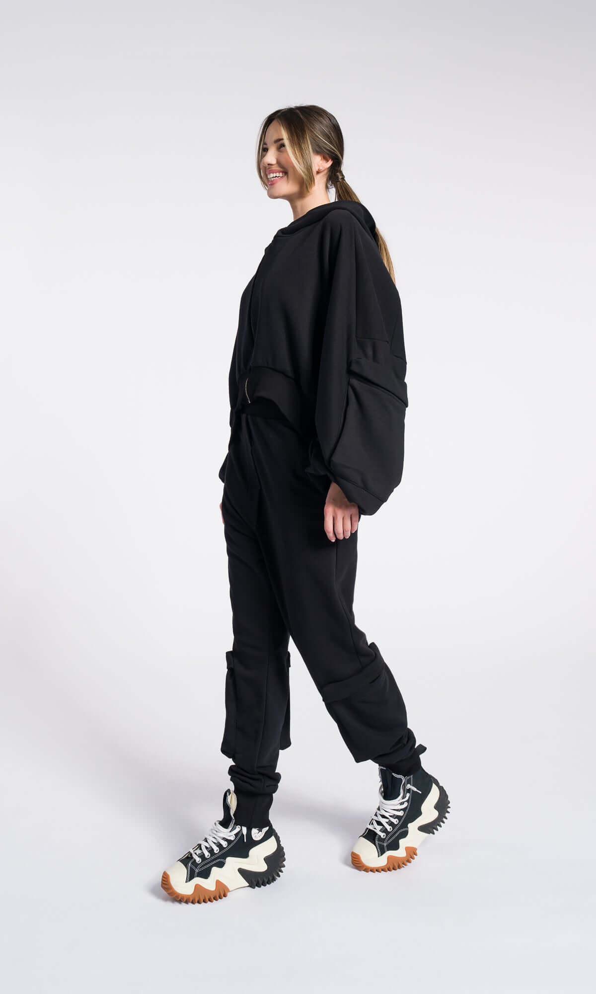 Sweat-shirt long zippé à capuche en polaire / Hoodie long avec passe-pouces / Hoodie alternatif doublé extra-long