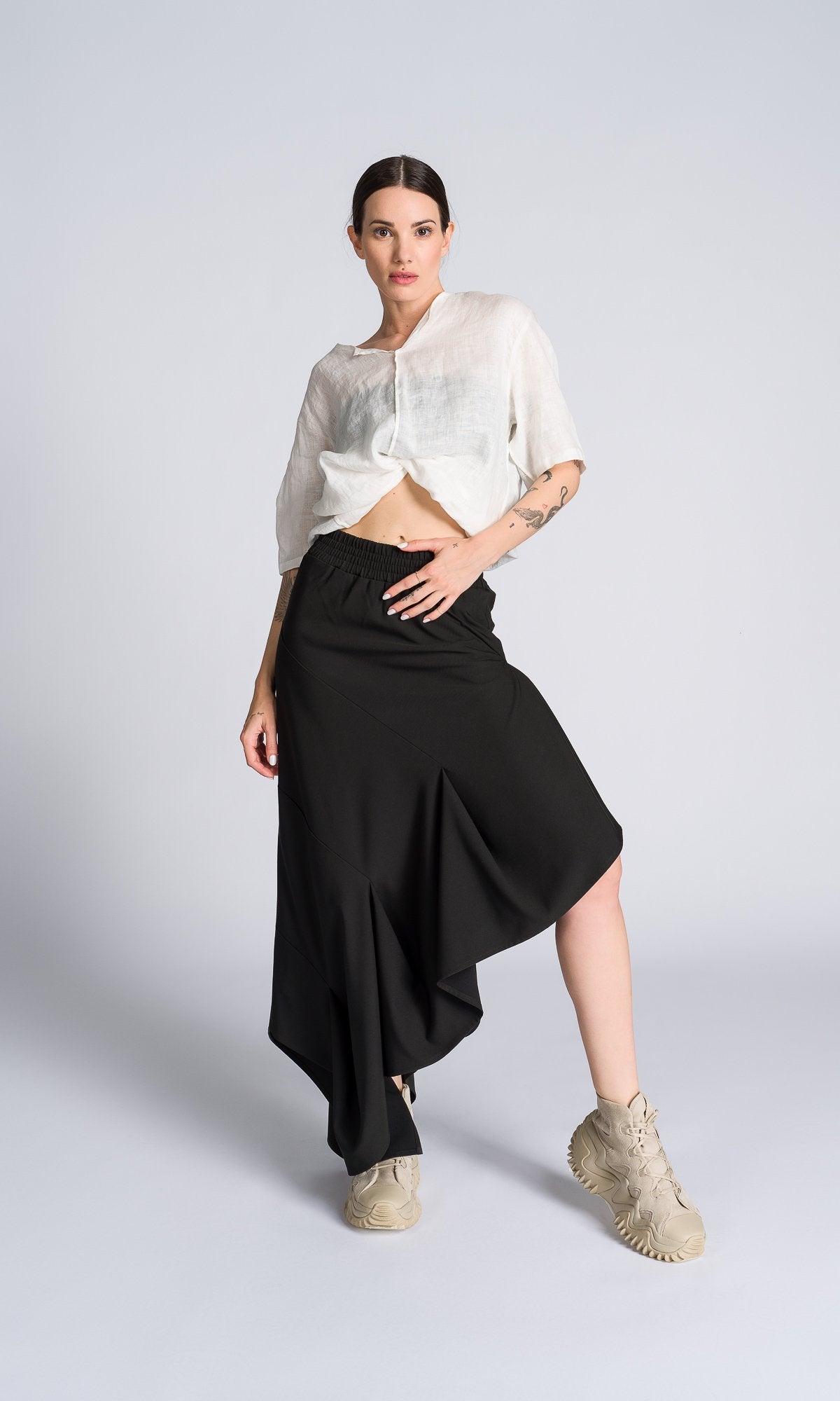 Asymmetric Ruffle Maxi Skirt - AAKASHA
