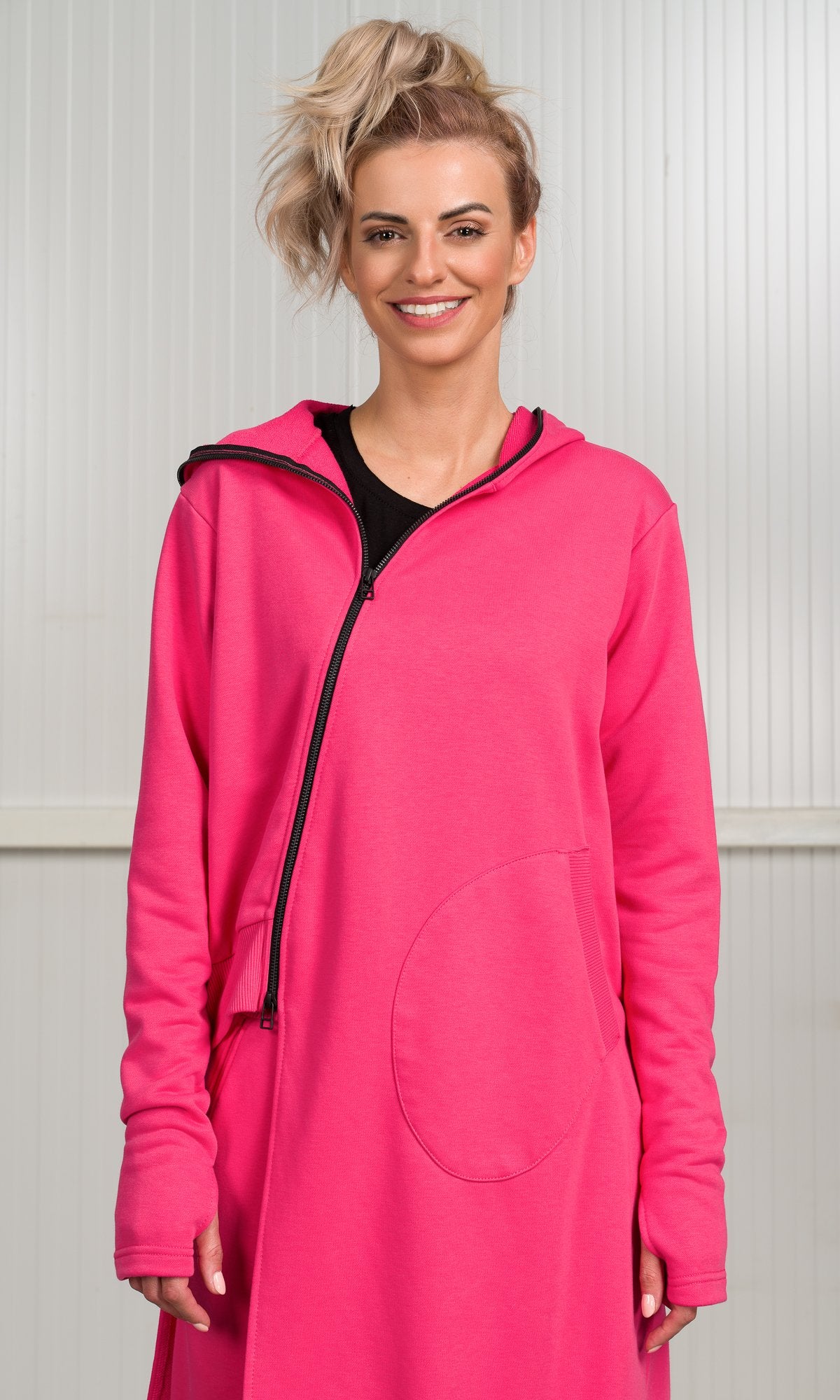 Two-piece Set of Hooded Asymmetric Sweatshirt and Cuffed Joggers