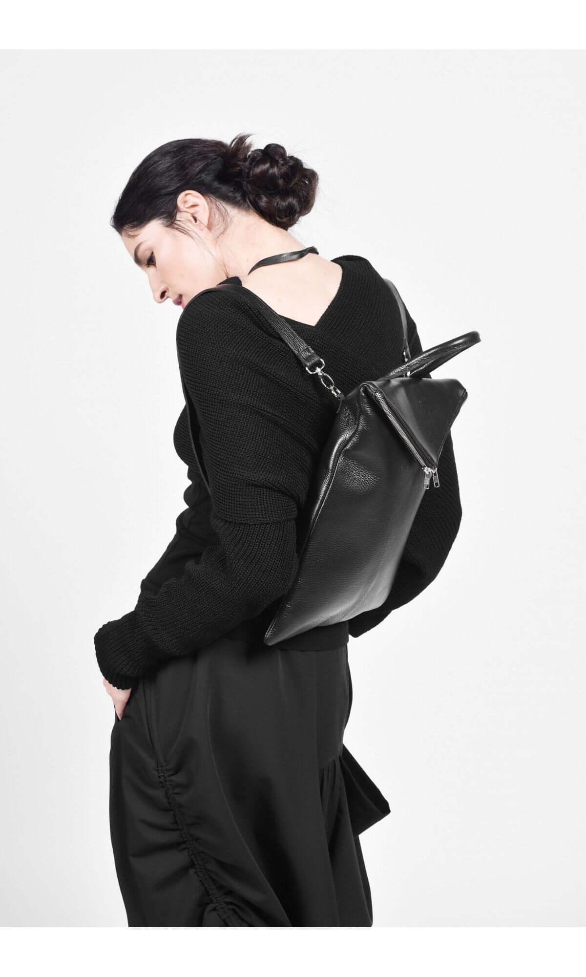 Zaino in pelle nera
