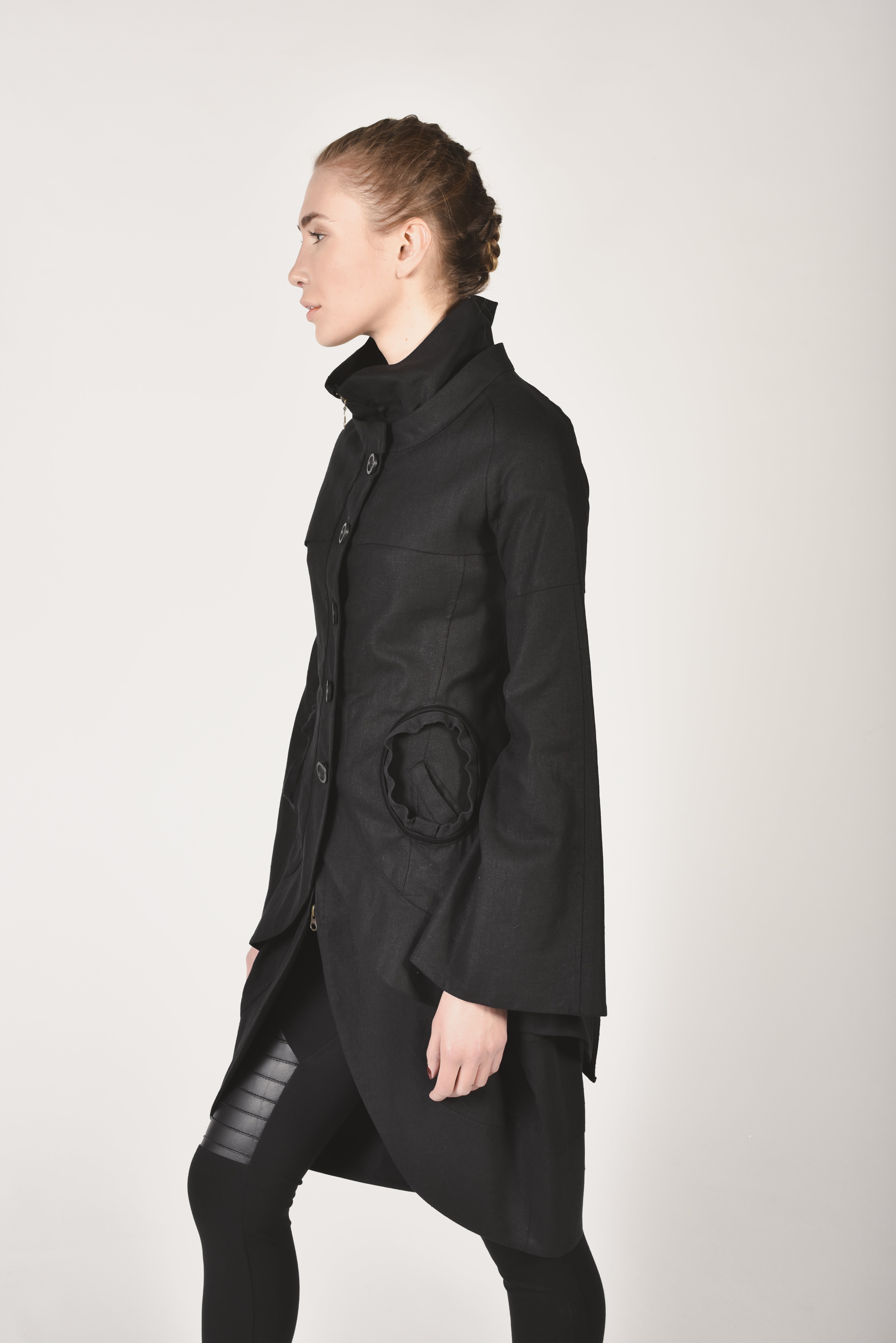 Linen Jacket with Asymmetric Hem