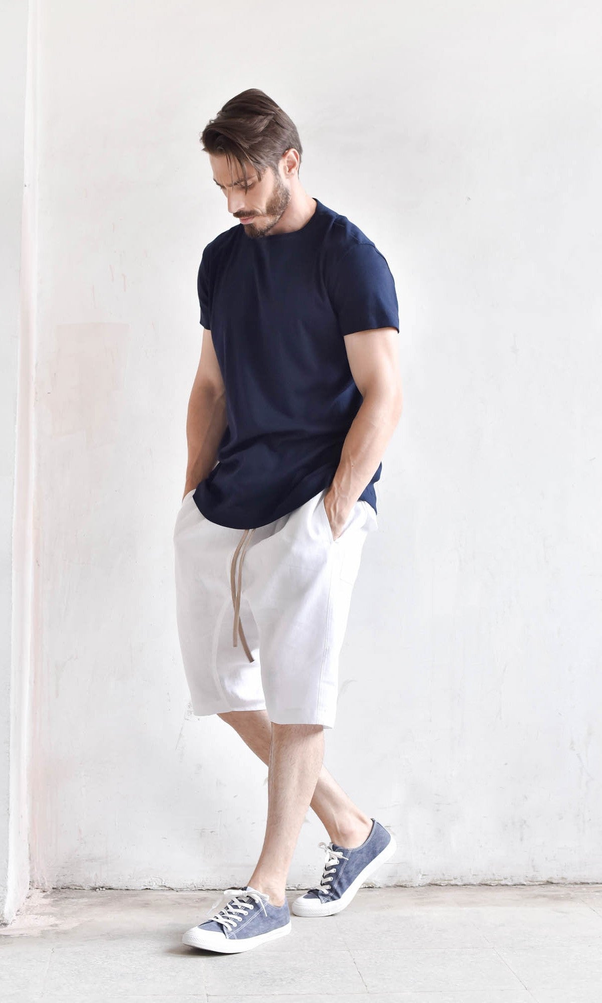 Casual Linen Harem Shorts - AAKASHA