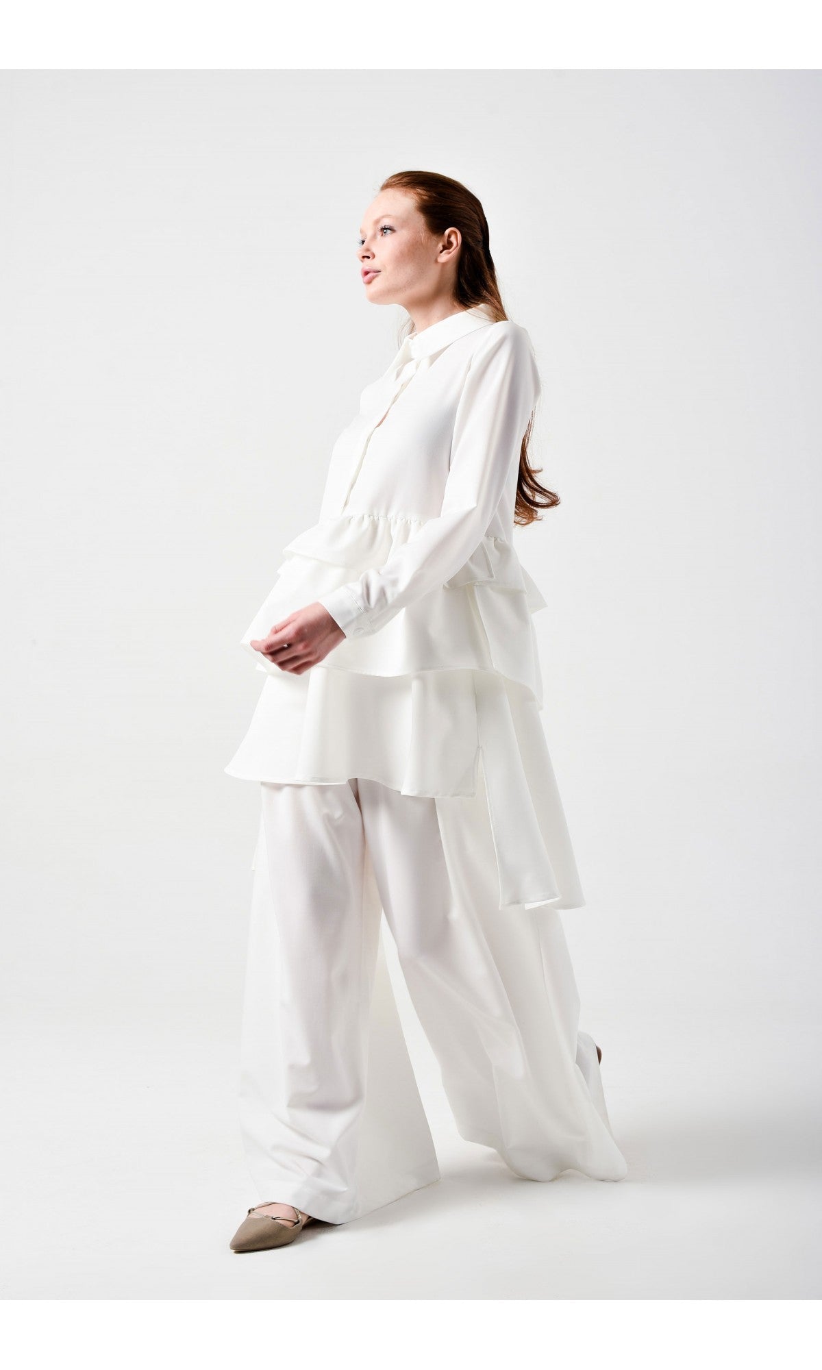 Layered Ruffles Shirt Dress - AAKASHA