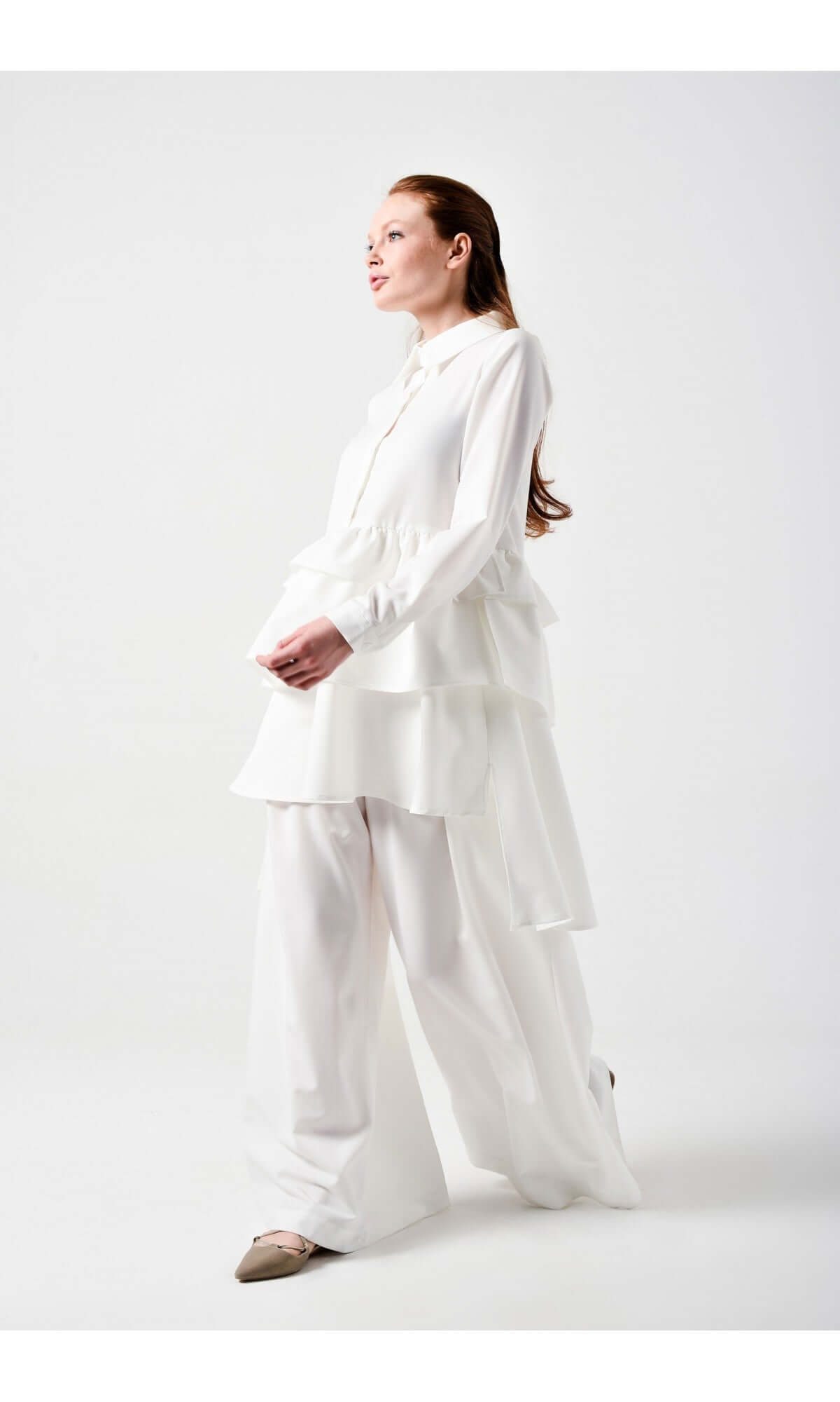 Layered Ruffles Shirt Dress - AAKASHA