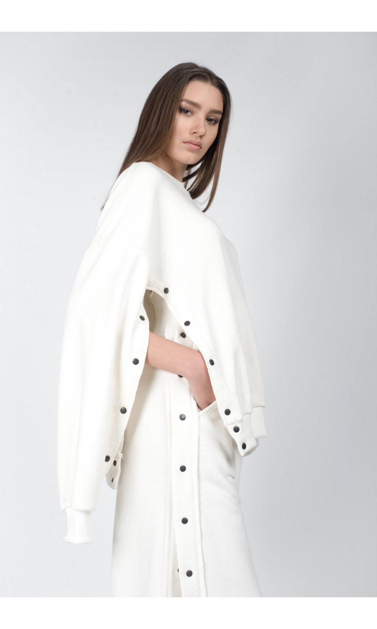 Chemisier grande taille en coton boutonné , haut ample oversize en French Terry